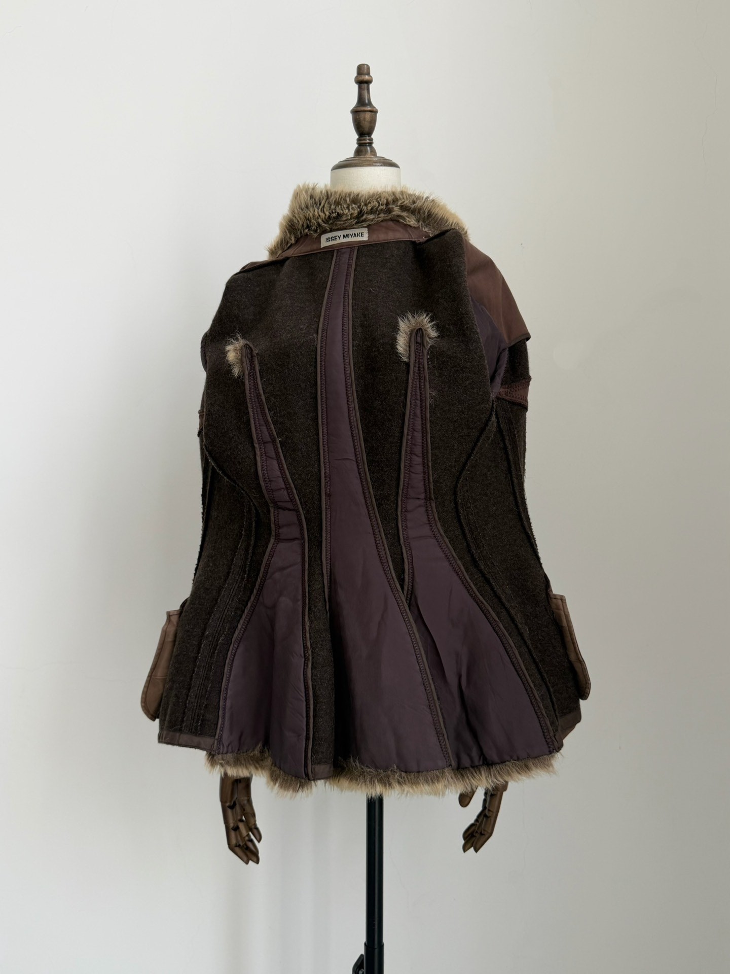 Issey Miyake Vintage Fur Detail Coat — back