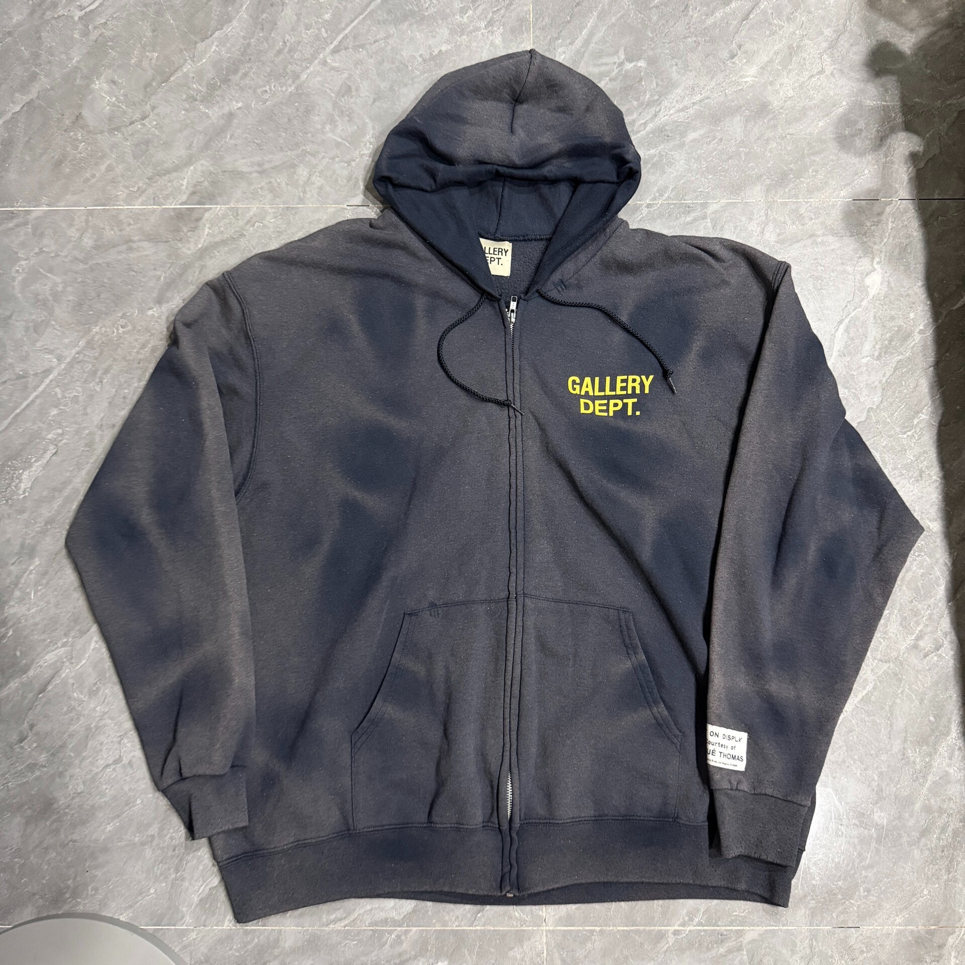 Gallery Dept Navy Distressed Zip-Up Hoodie