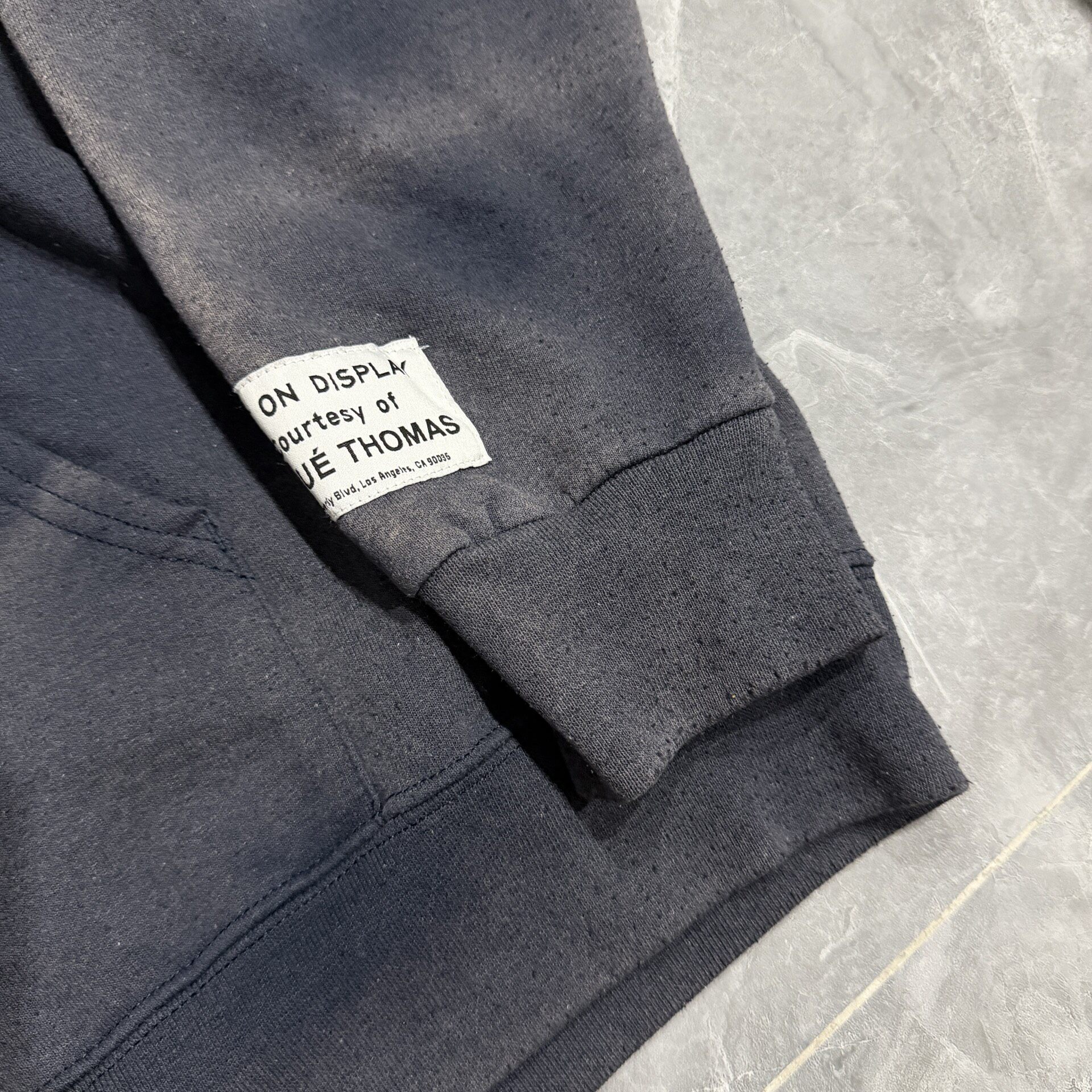 Gallery Dept Navy Distressed Zip-Up Hoodie — detail