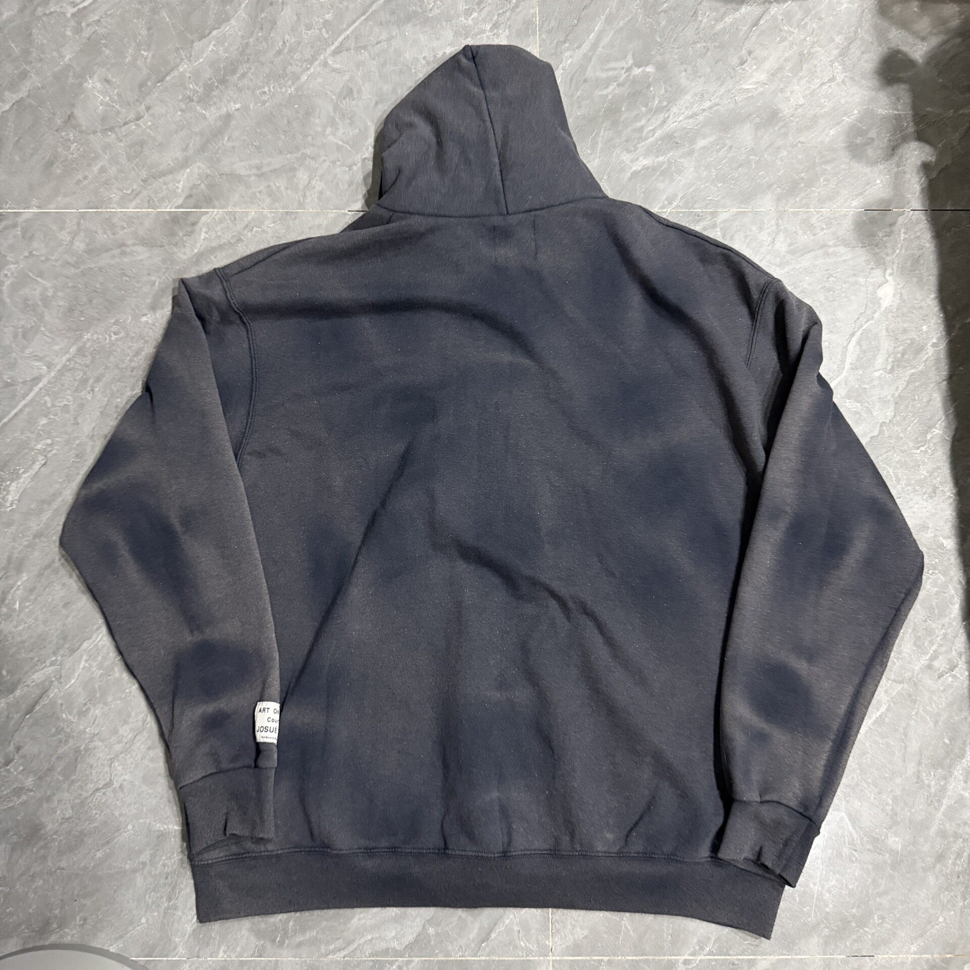 Gallery Dept Navy Distressed Zip-Up Hoodie — front