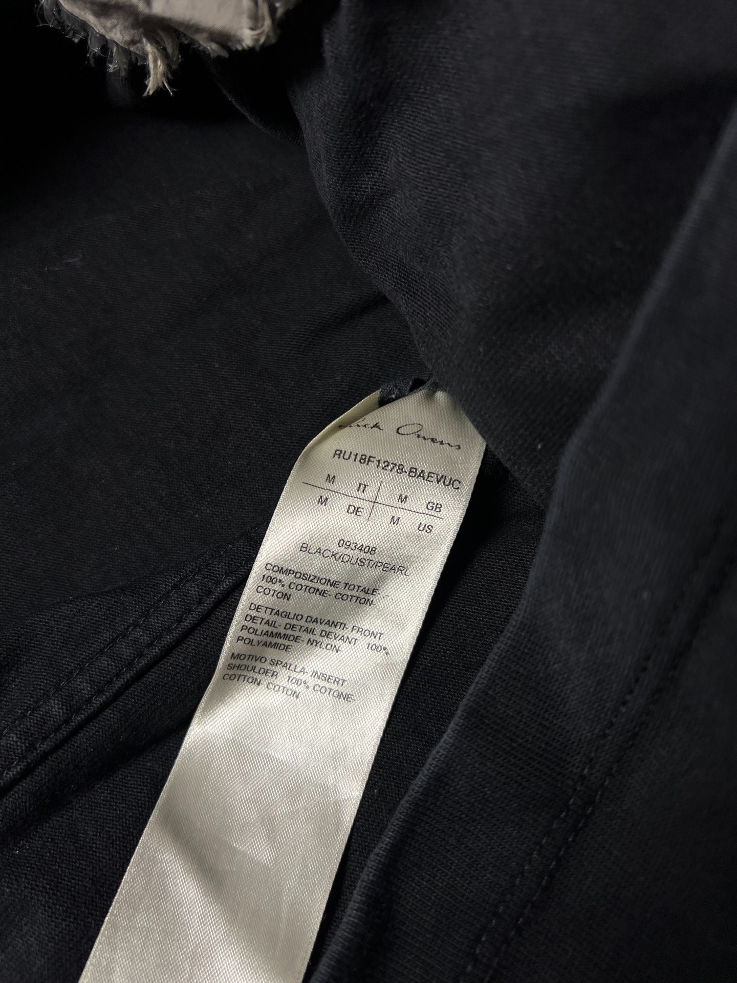 Rick Owens 18FW Tarp-T Shirt — label