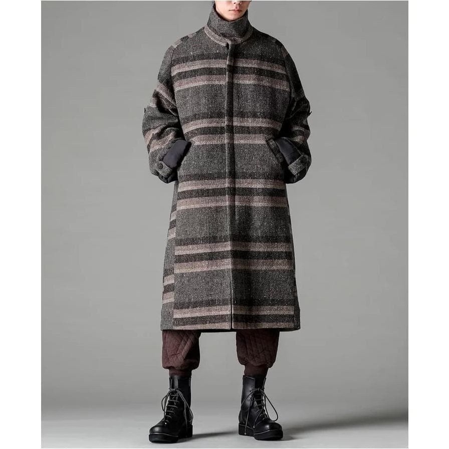 Devoa Wool-Cotton Striped Coat
