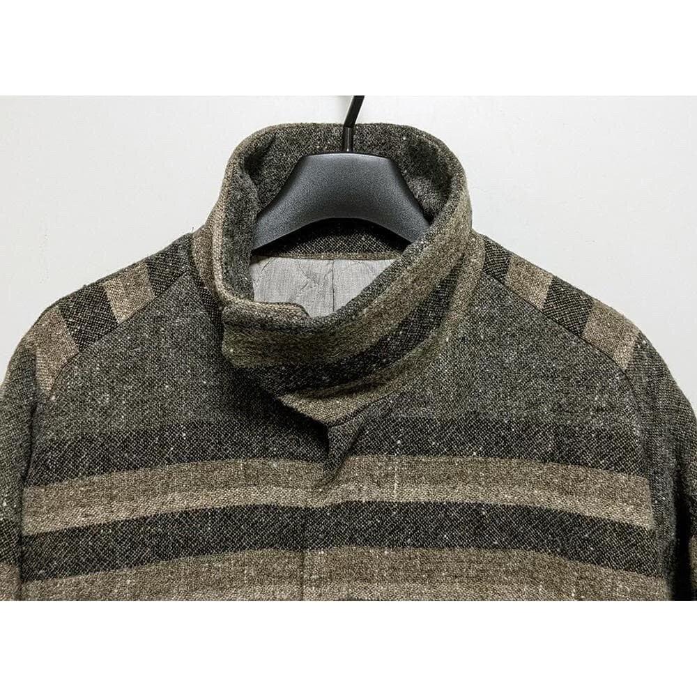 Devoa Wool-Cotton Striped Coat — label