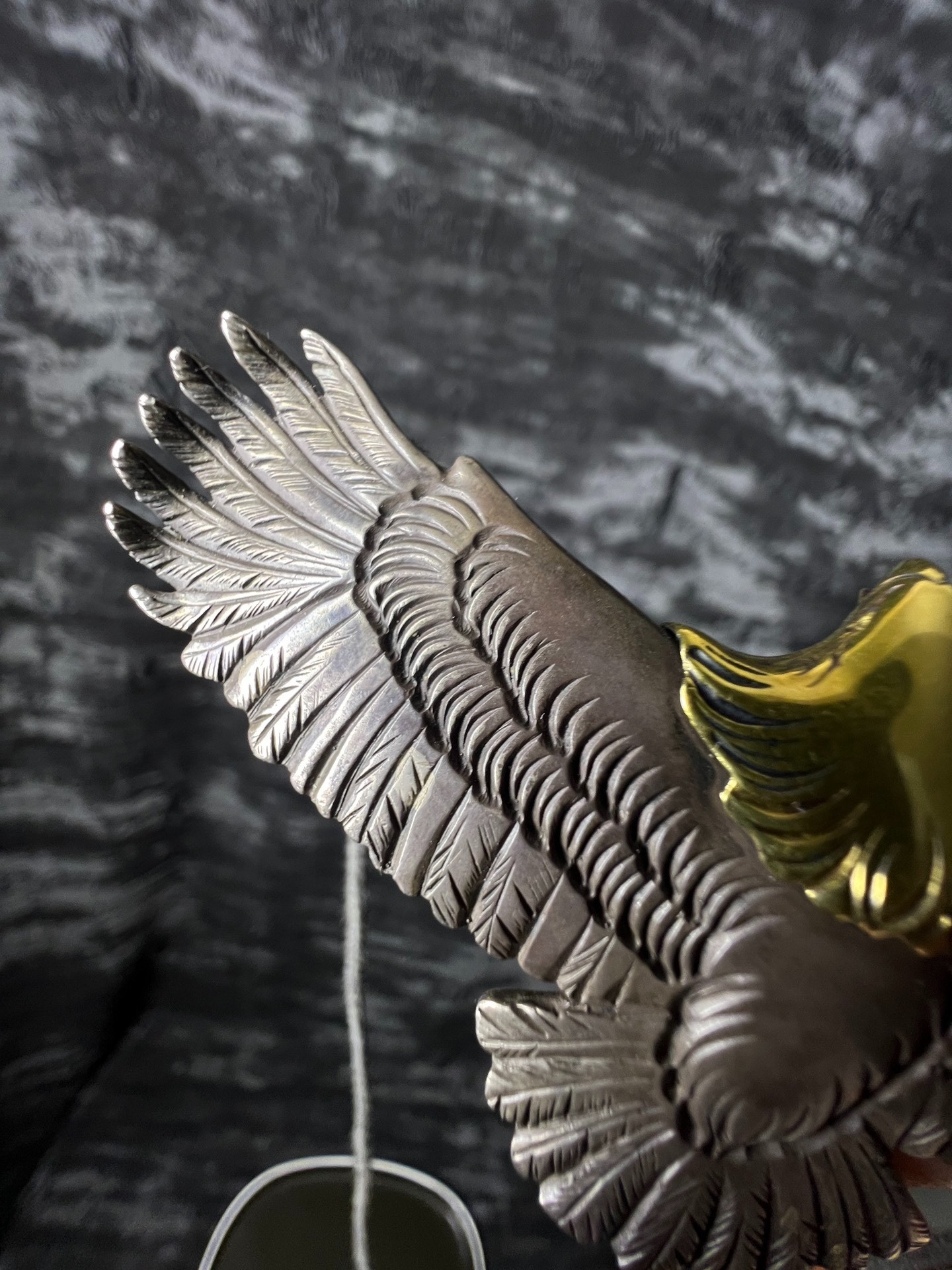 Handcrafted Gold Head Silver Eagle — back