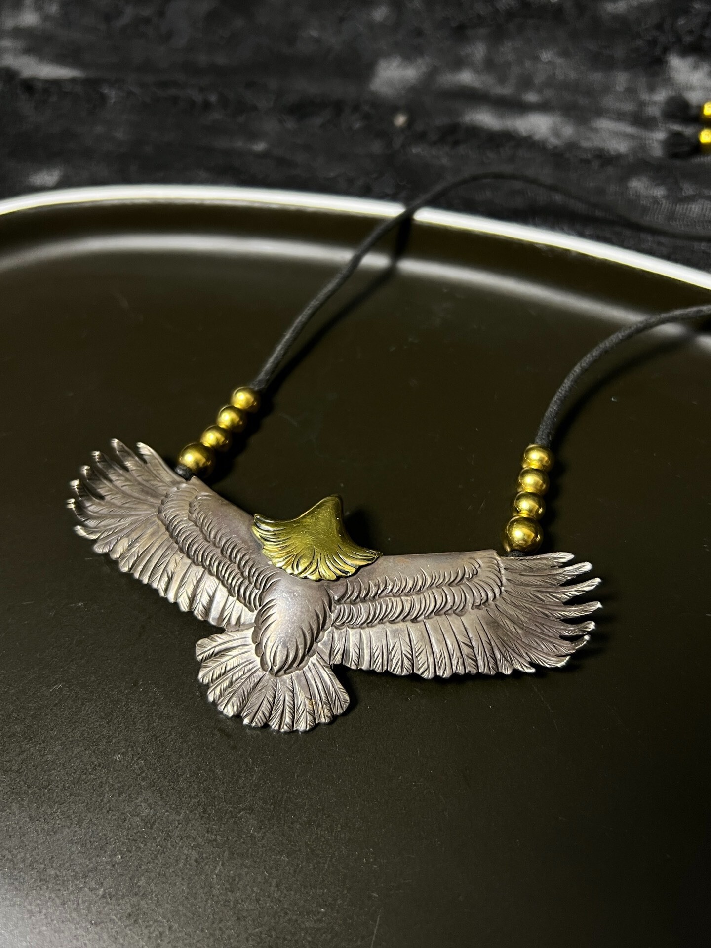 Handcrafted Gold Head Silver Eagle — front
