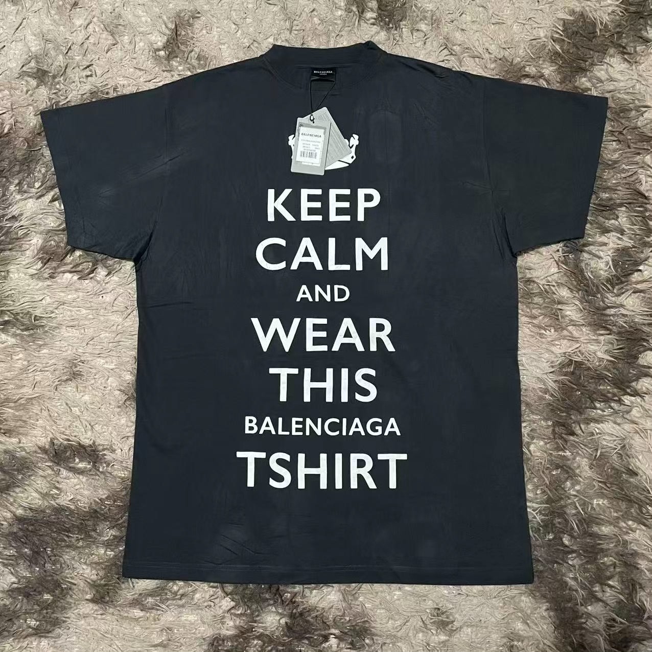Balenciaga 2024 Keep Calm Black T-Shirt