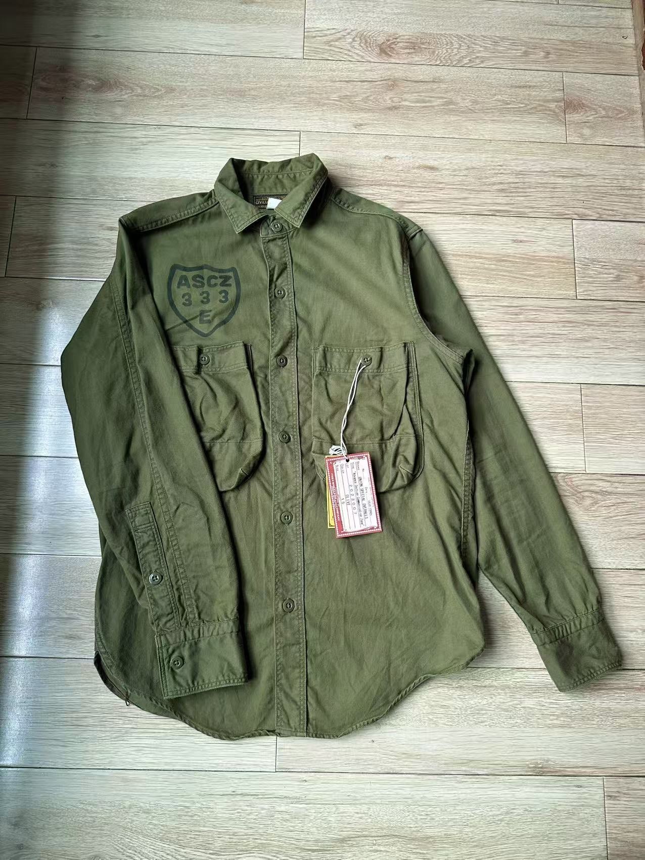 Freewheelers Army Green Long-Sleeve Shirt