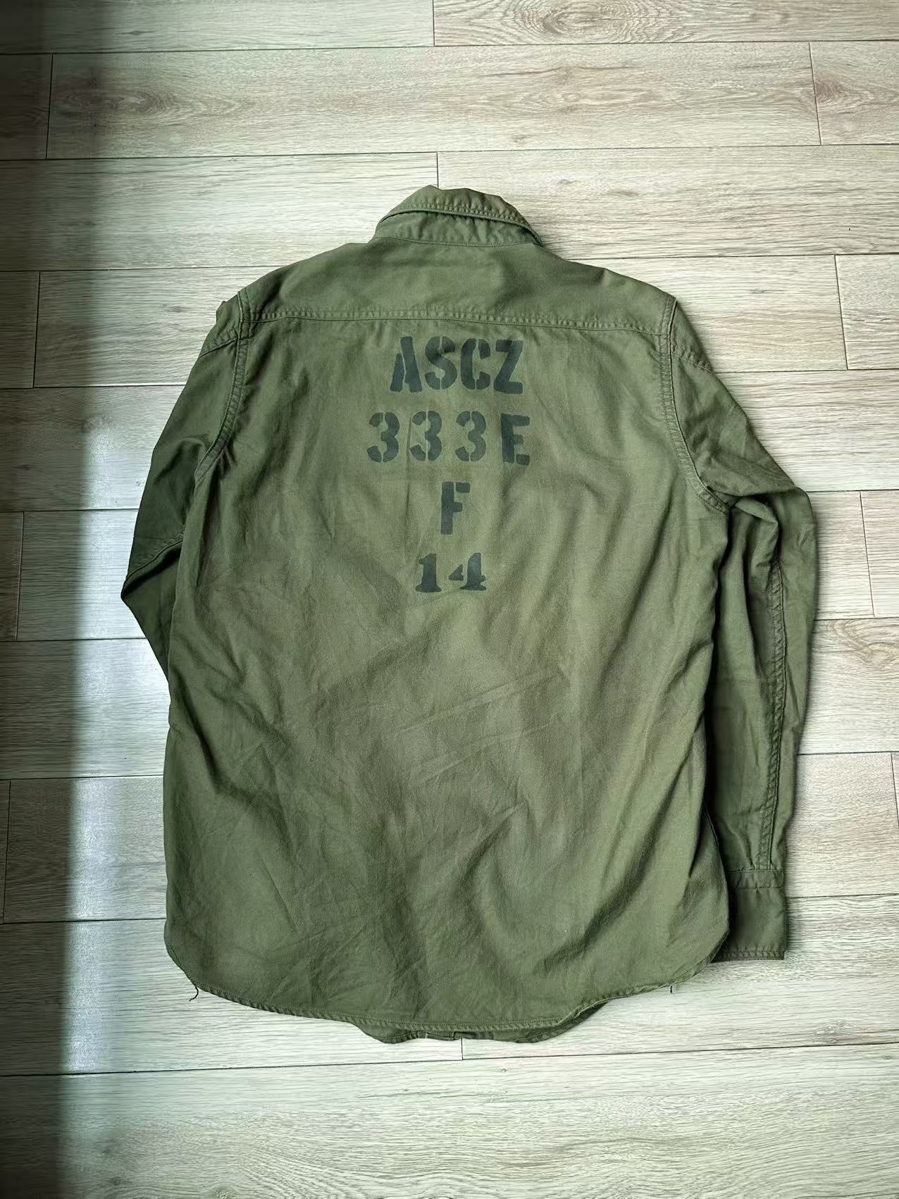 Freewheelers Army Green Long-Sleeve Shirt — front