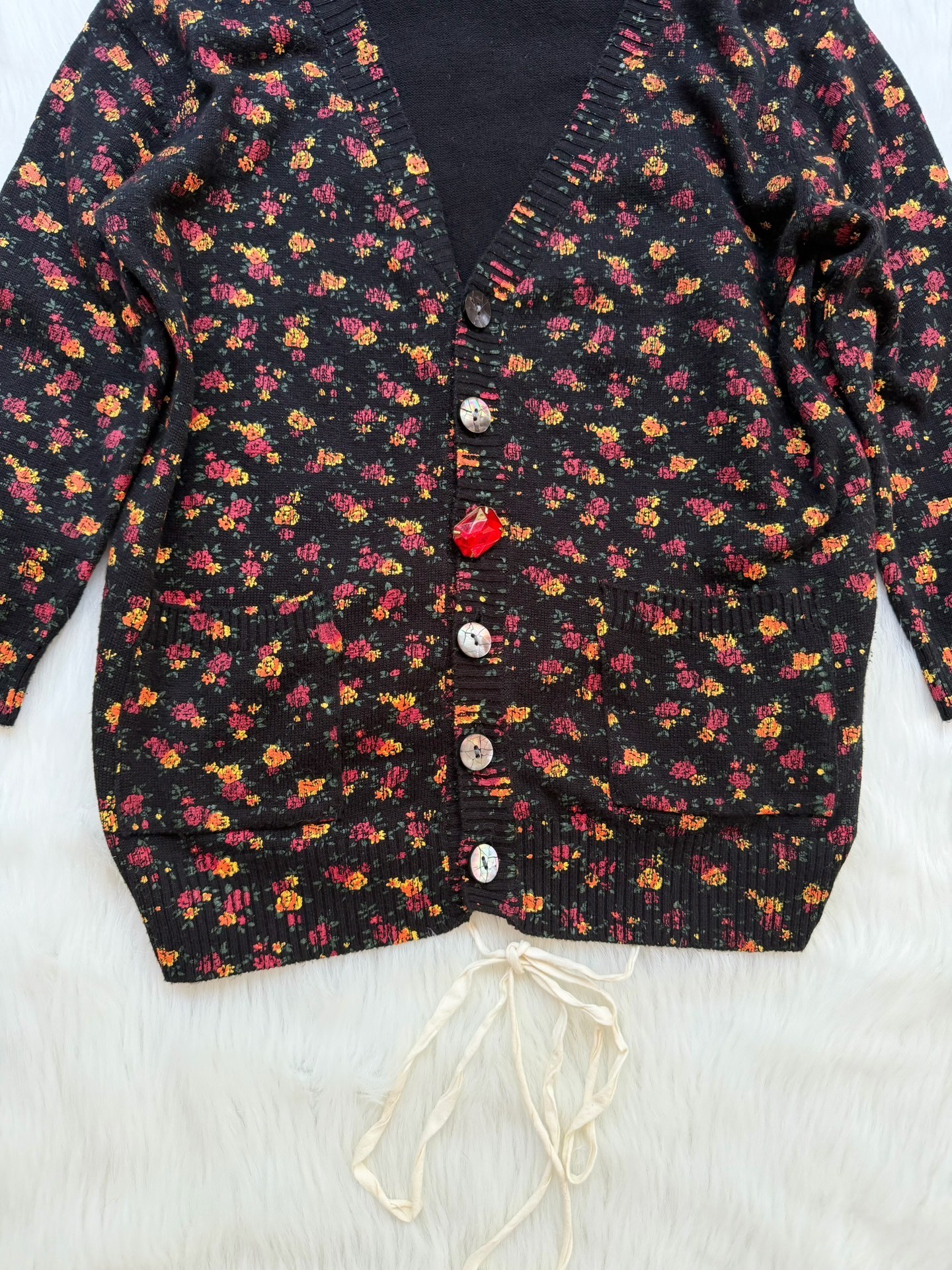 Undercover 2004 Floral Gem Knit Cardigan — front