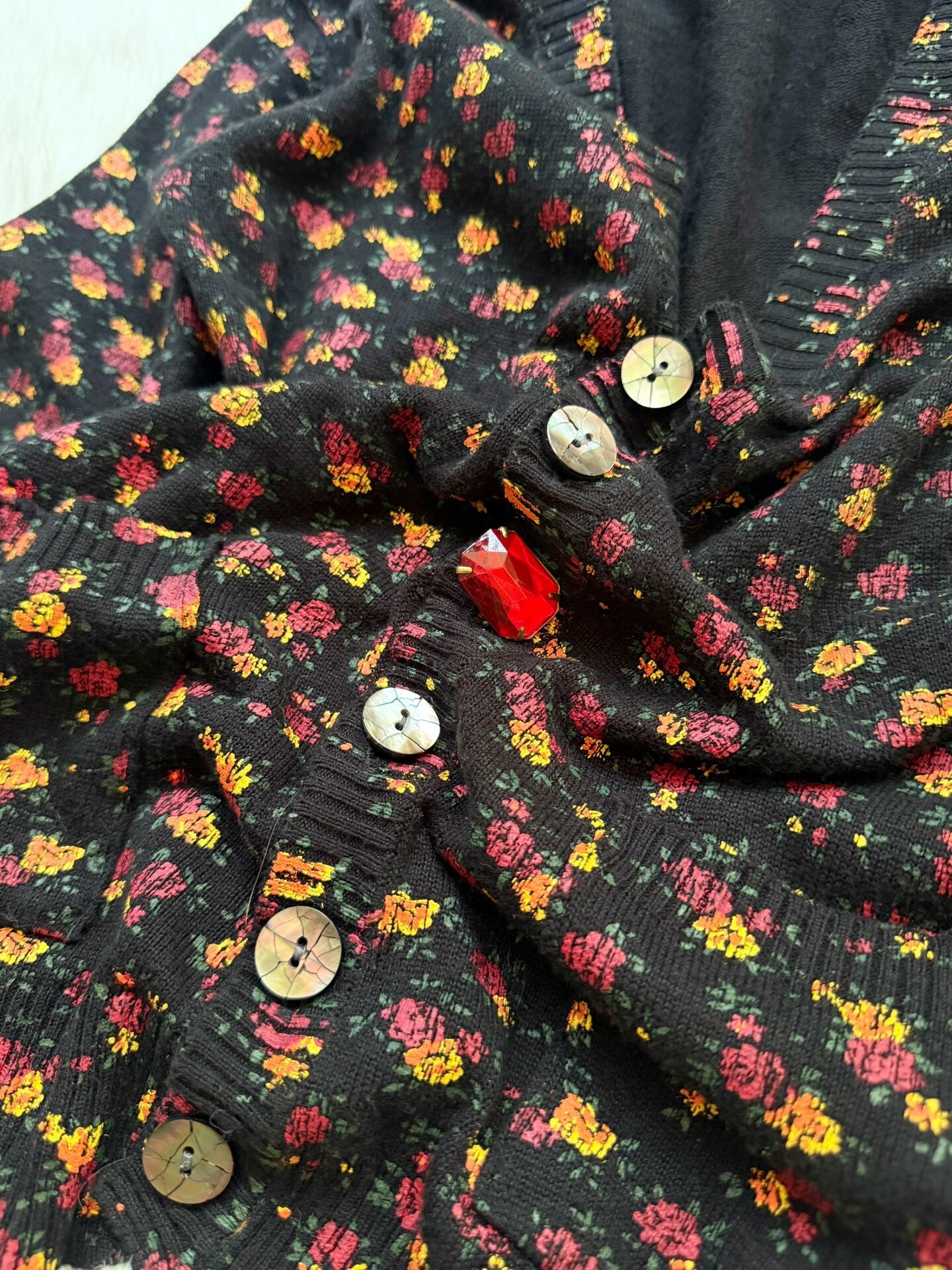 Undercover 2004 Floral Gem Knit Cardigan — label
