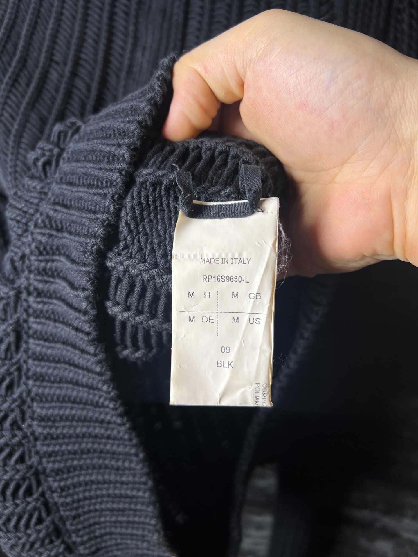 Rick Owens RR16SS Crew Neck Knit Sweater — label