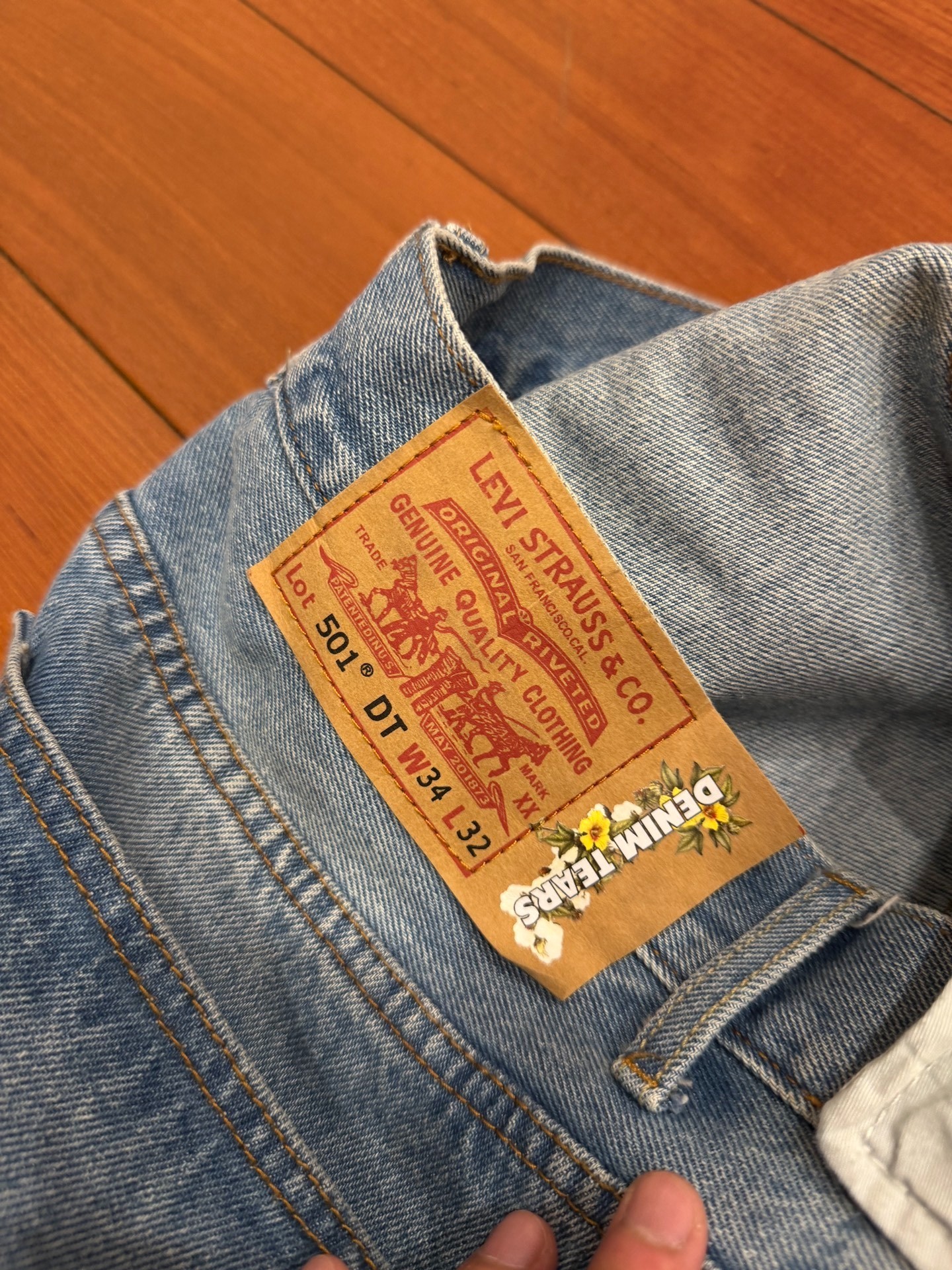 Levi's 5001 Printed Denim Jeans — label