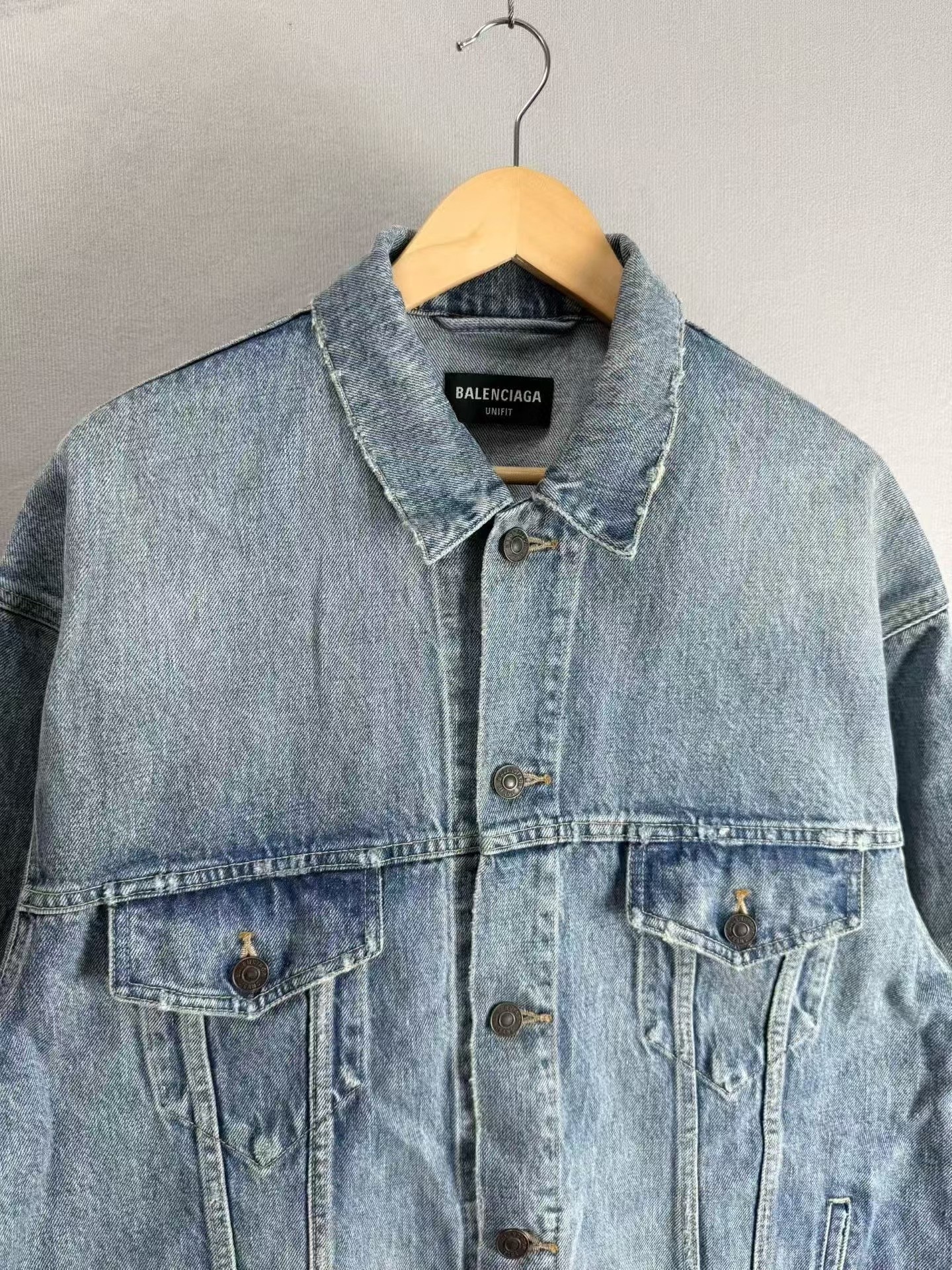 Balenciaga Light Blue Denim Jacket — detail