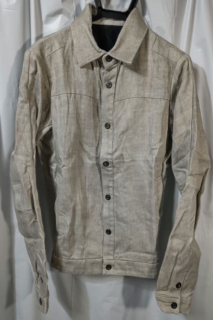 Devoa Beige Textured Denim Jacket