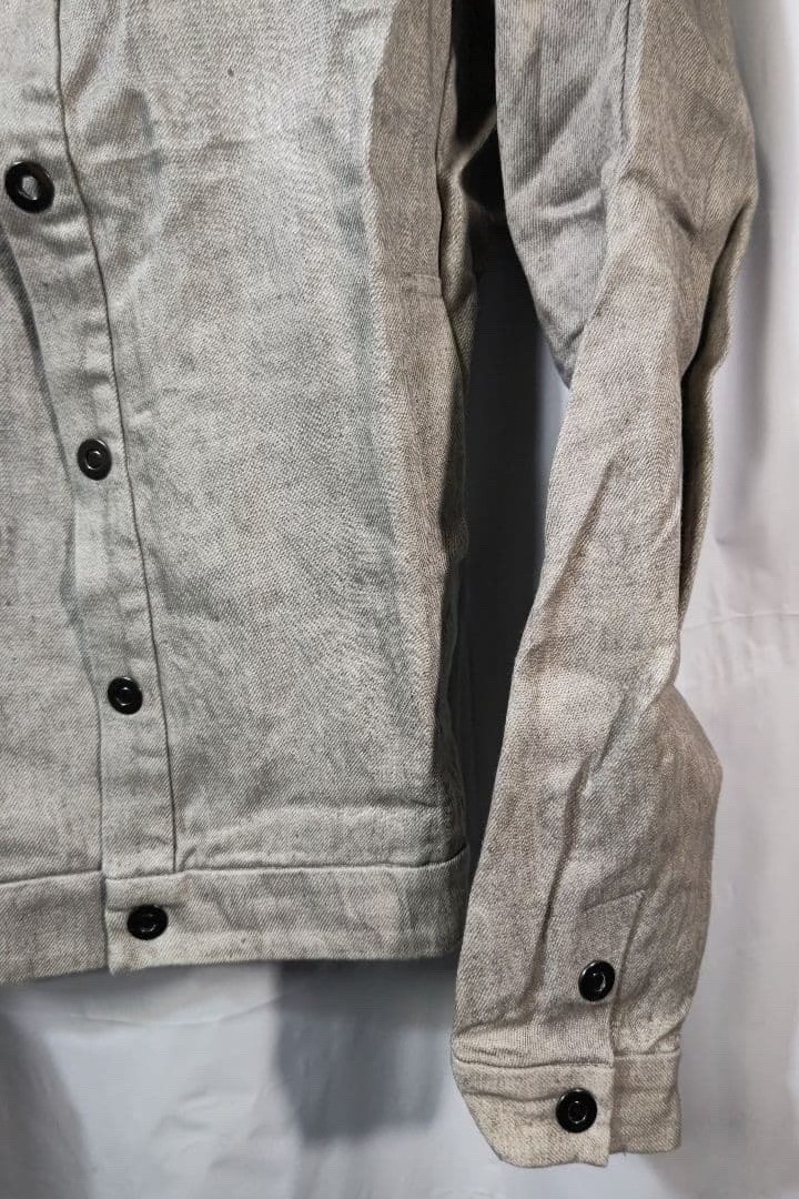 Devoa Beige Textured Denim Jacket — detail
