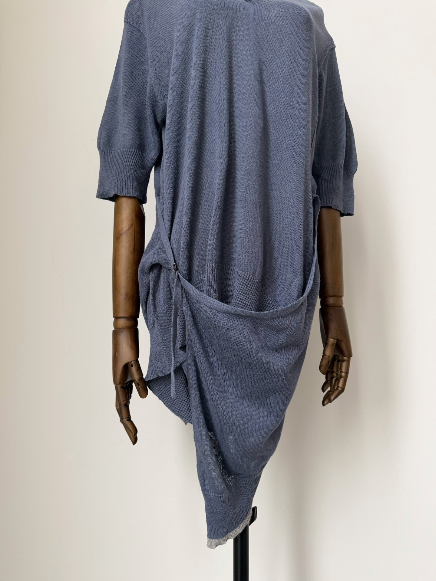 Y's 2004 Gray-Blue Knit Short Sleeve Top — detail