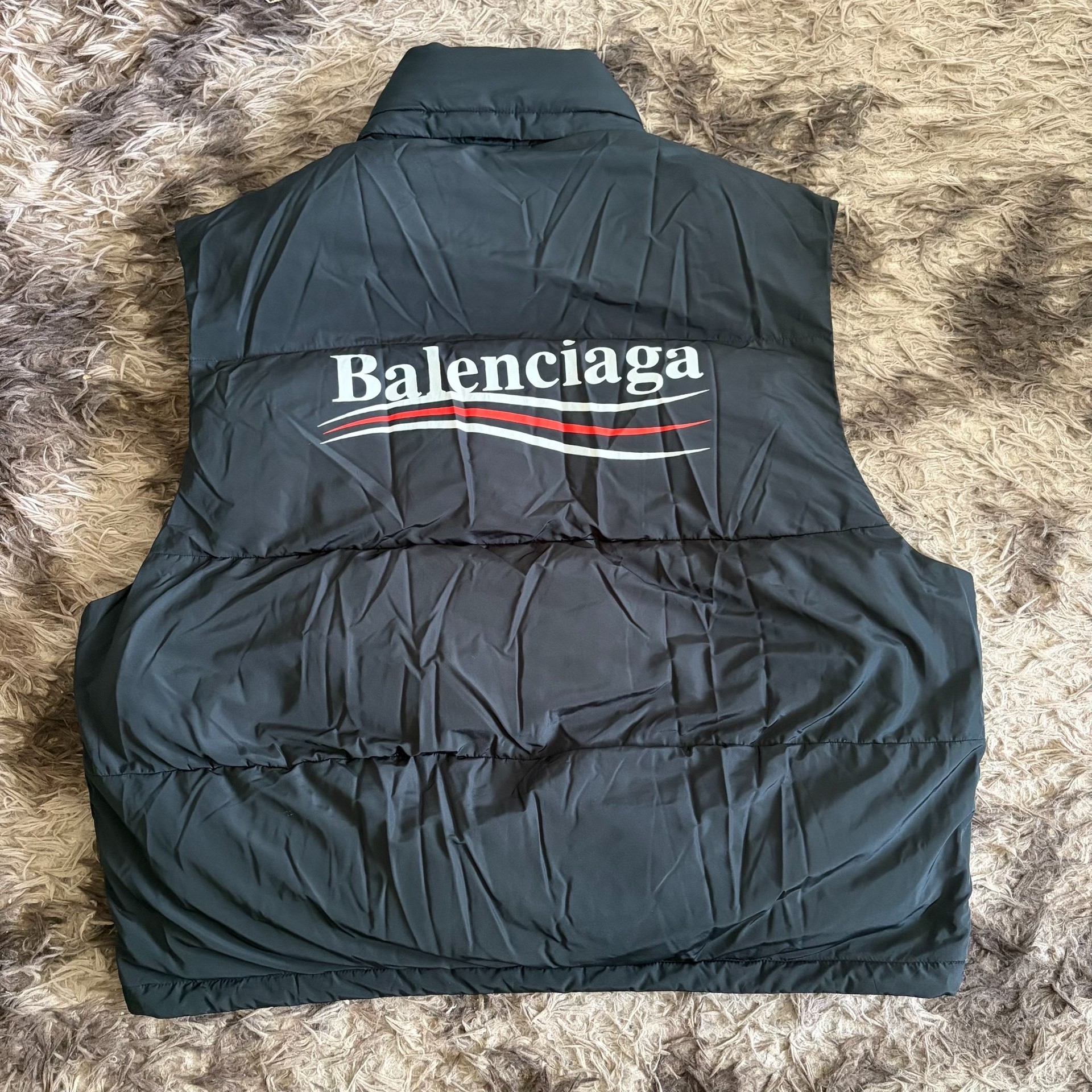 Balenciaga Cola Print Hooded Down Vest — front