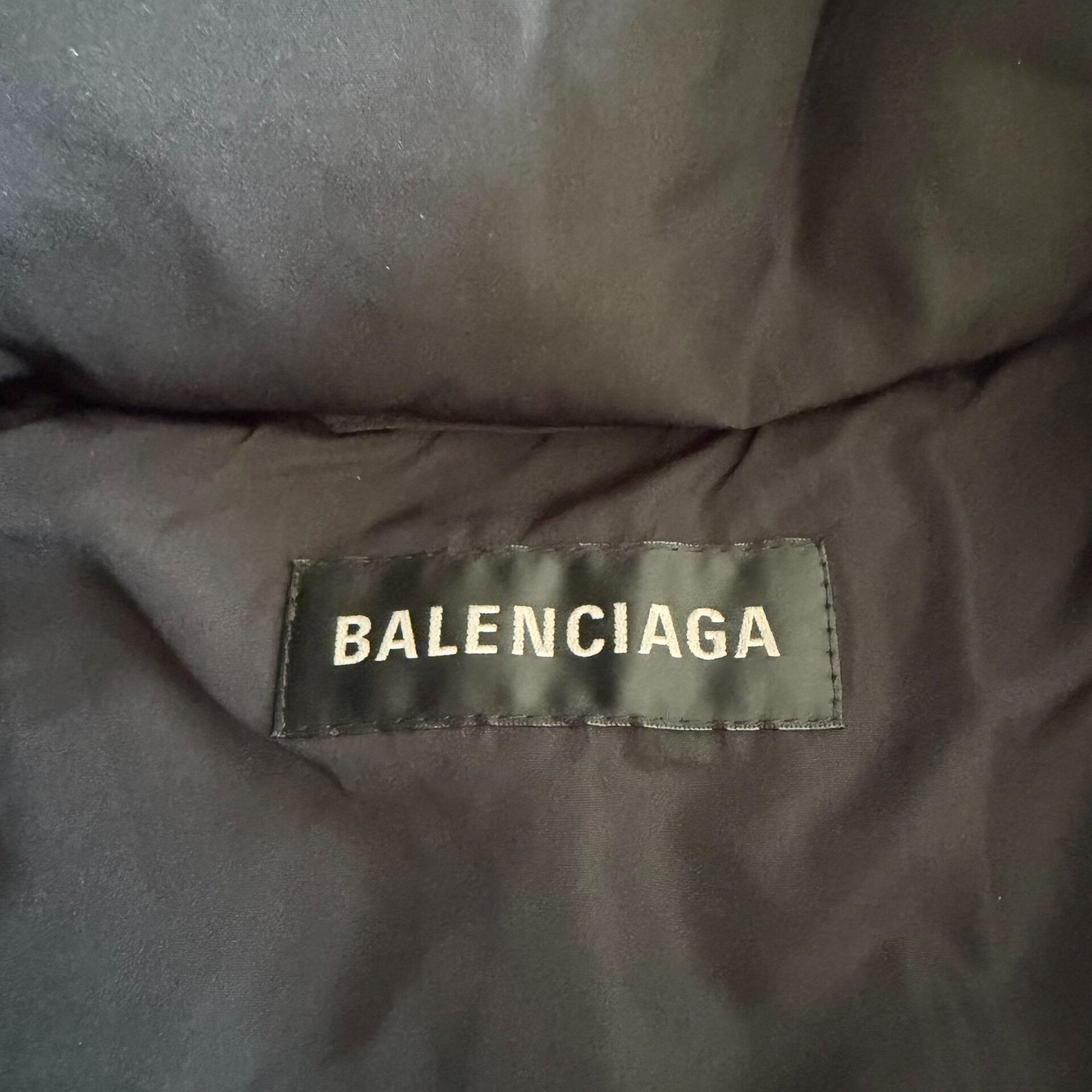Balenciaga Cola Print Hooded Down Vest — detail