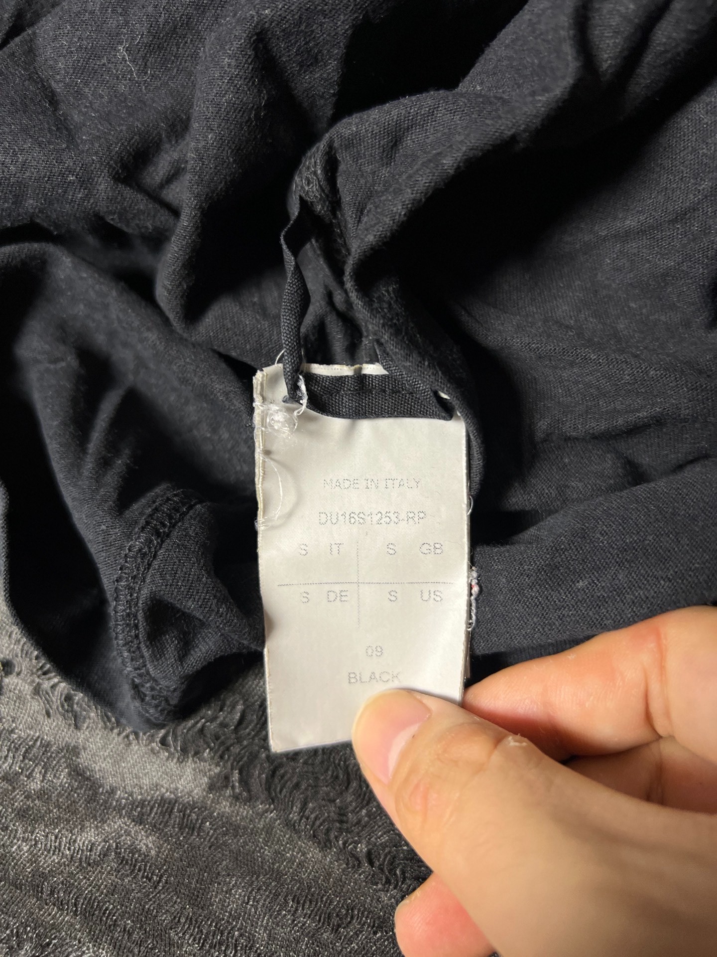Rick Owens 16SS Side Pocket T-Shirt — label