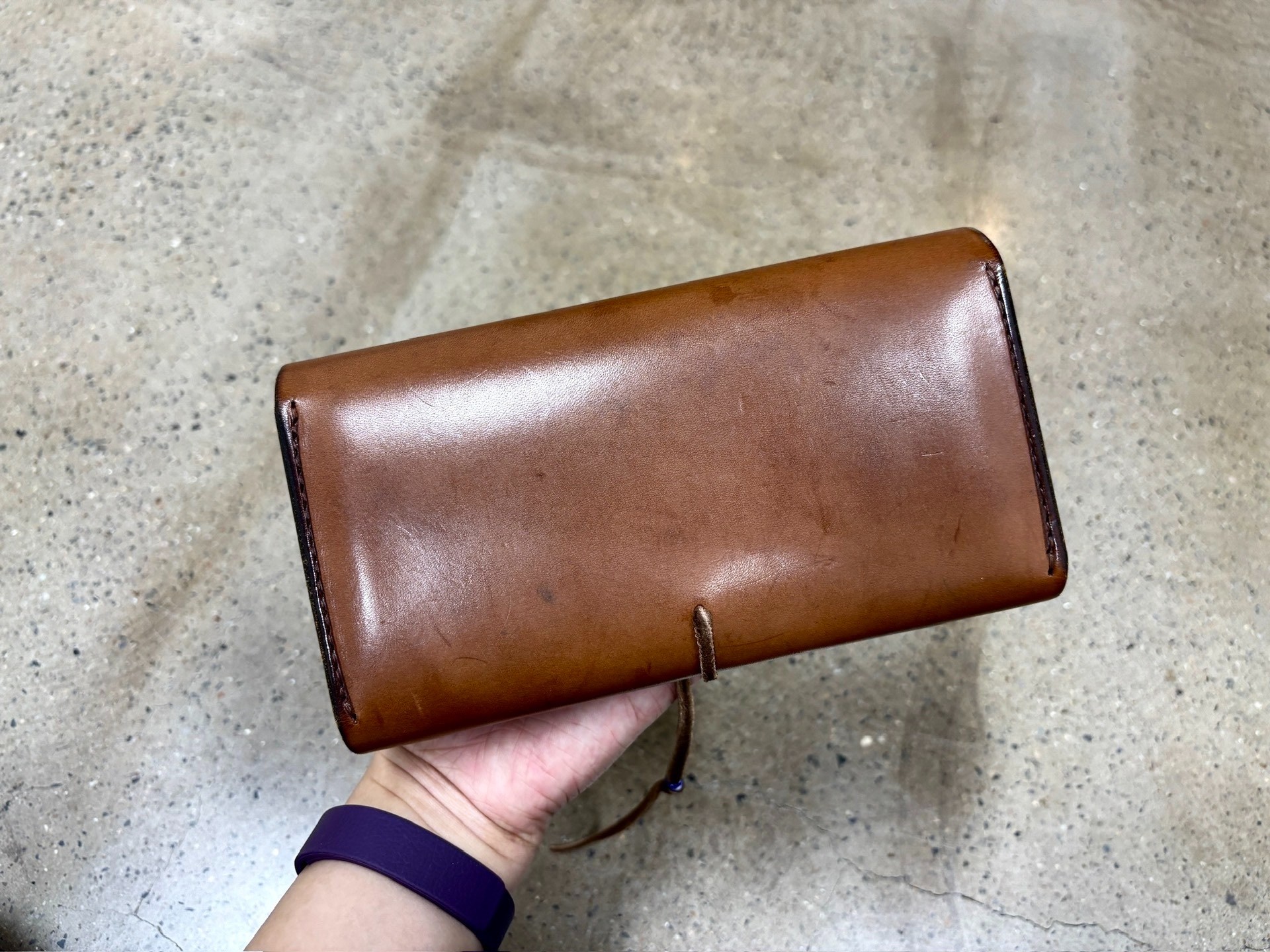 Goros Brown Leather Trifold Wallet — back