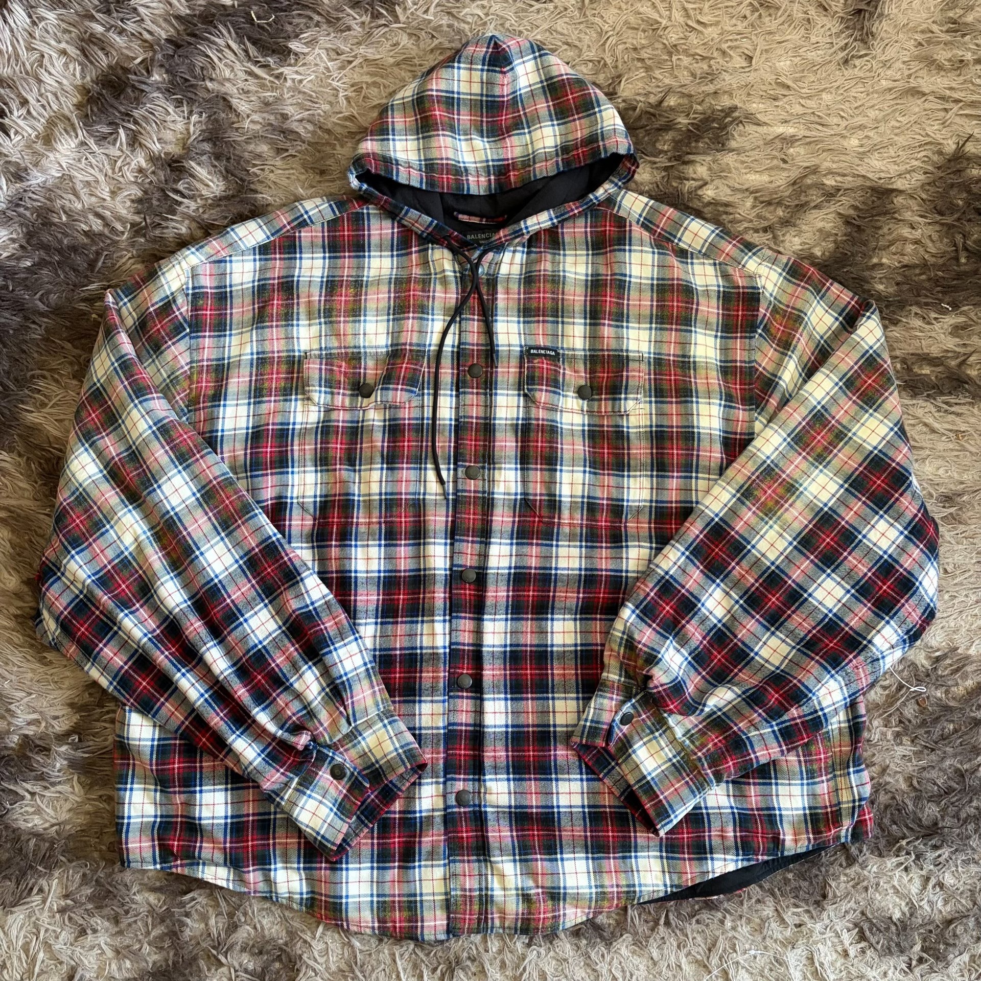 Balenciaga 23SS Flannel Hooded Jacket