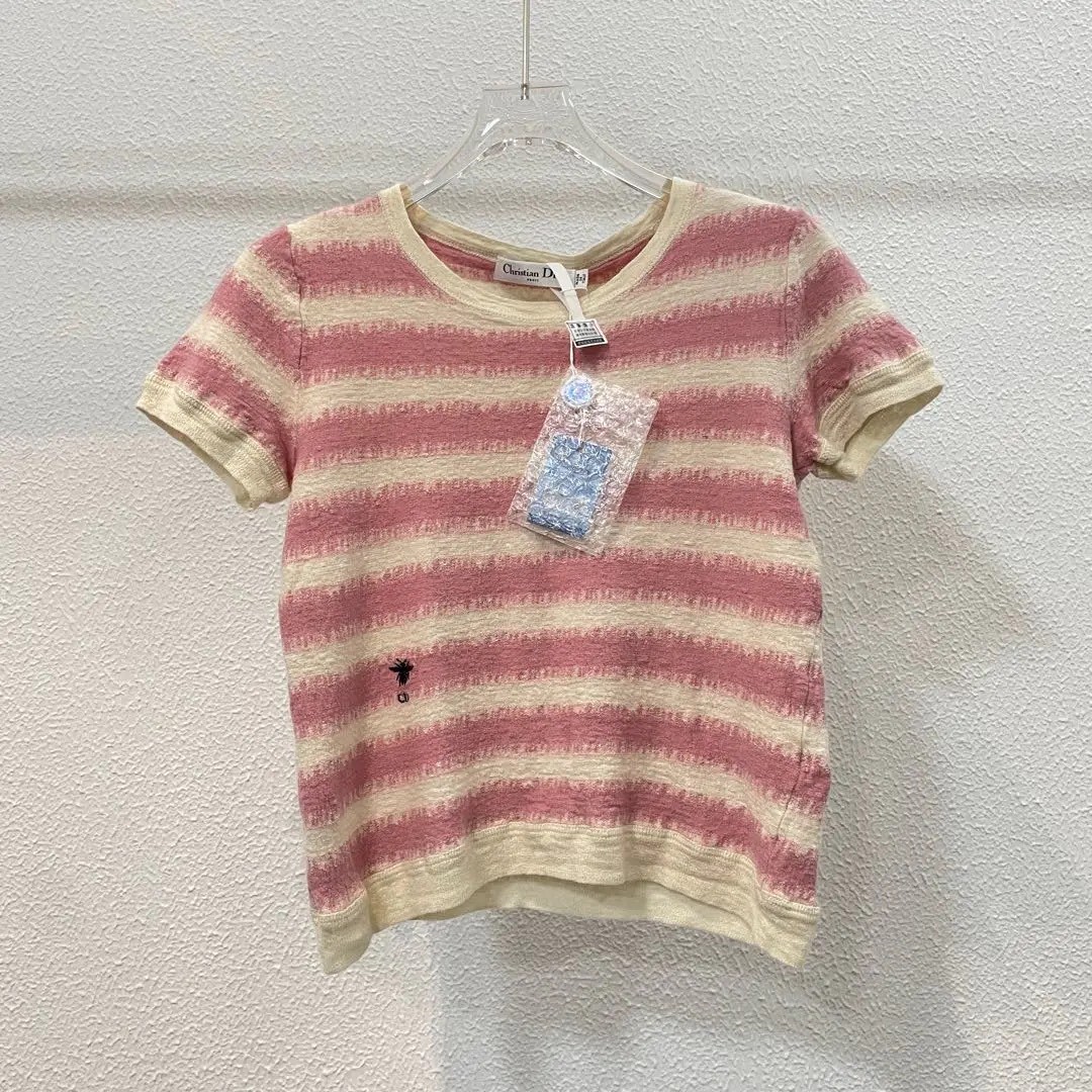 Dior Pink Cream Striped Bee T-Shirt