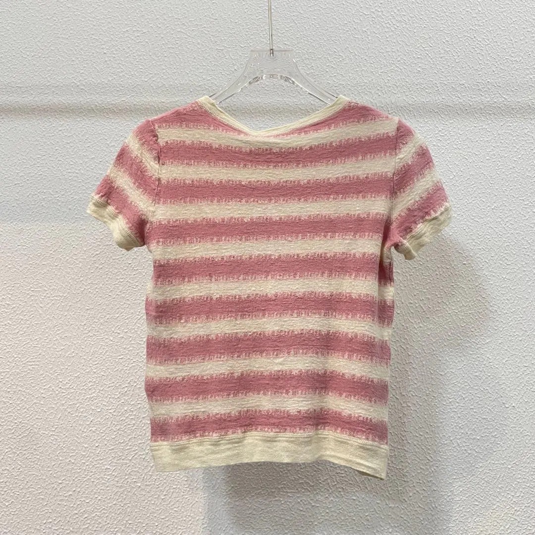 Dior Pink Cream Striped Bee T-Shirt — detail