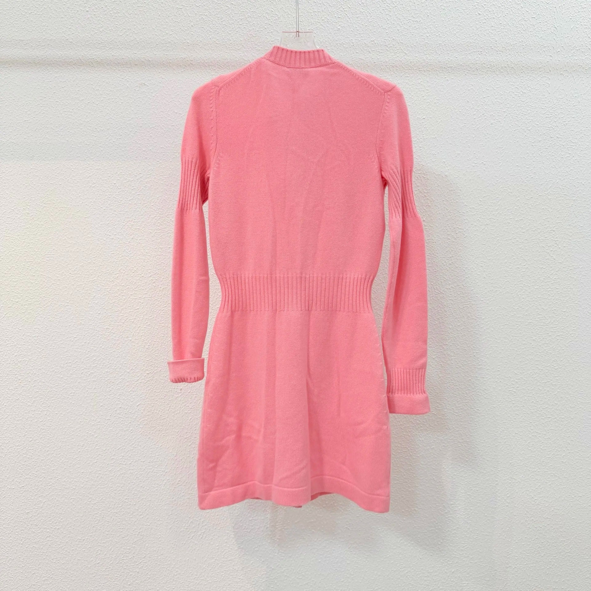 Chanel Pink Knitted Waist-Defined Dress — detail