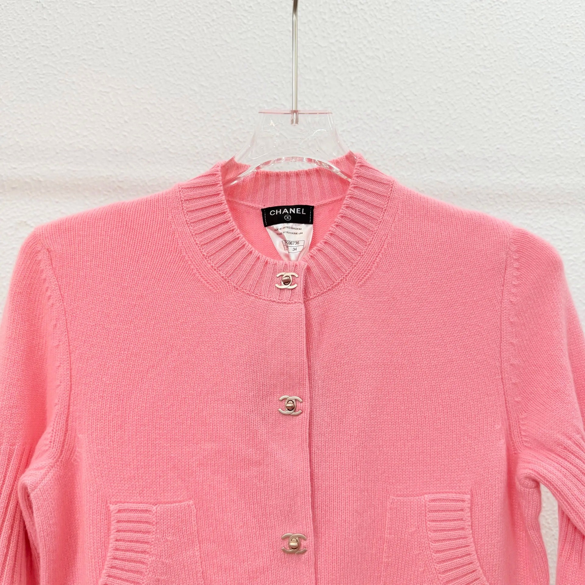 Chanel Pink Knitted Waist-Defined Dress — front