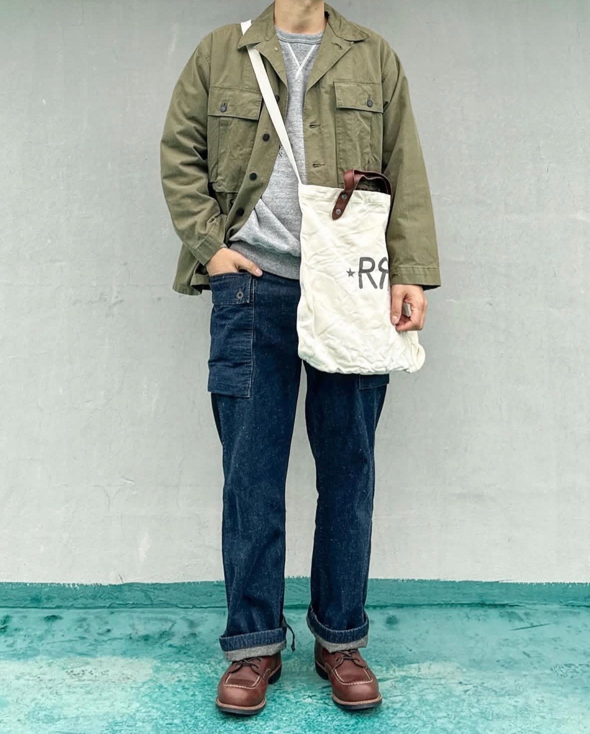 RRL Double RL P44 Denim Cargo Pants — detail