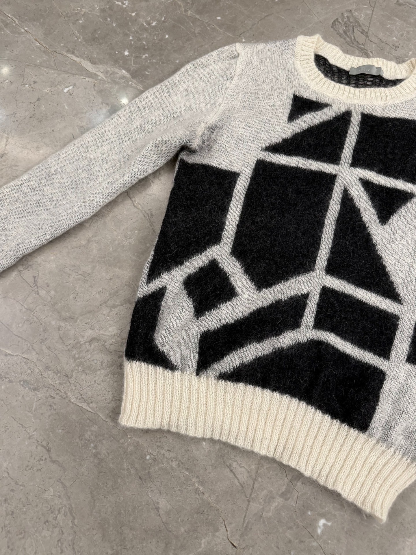 Dior Homme Gray Geometric Wool Sweater — front