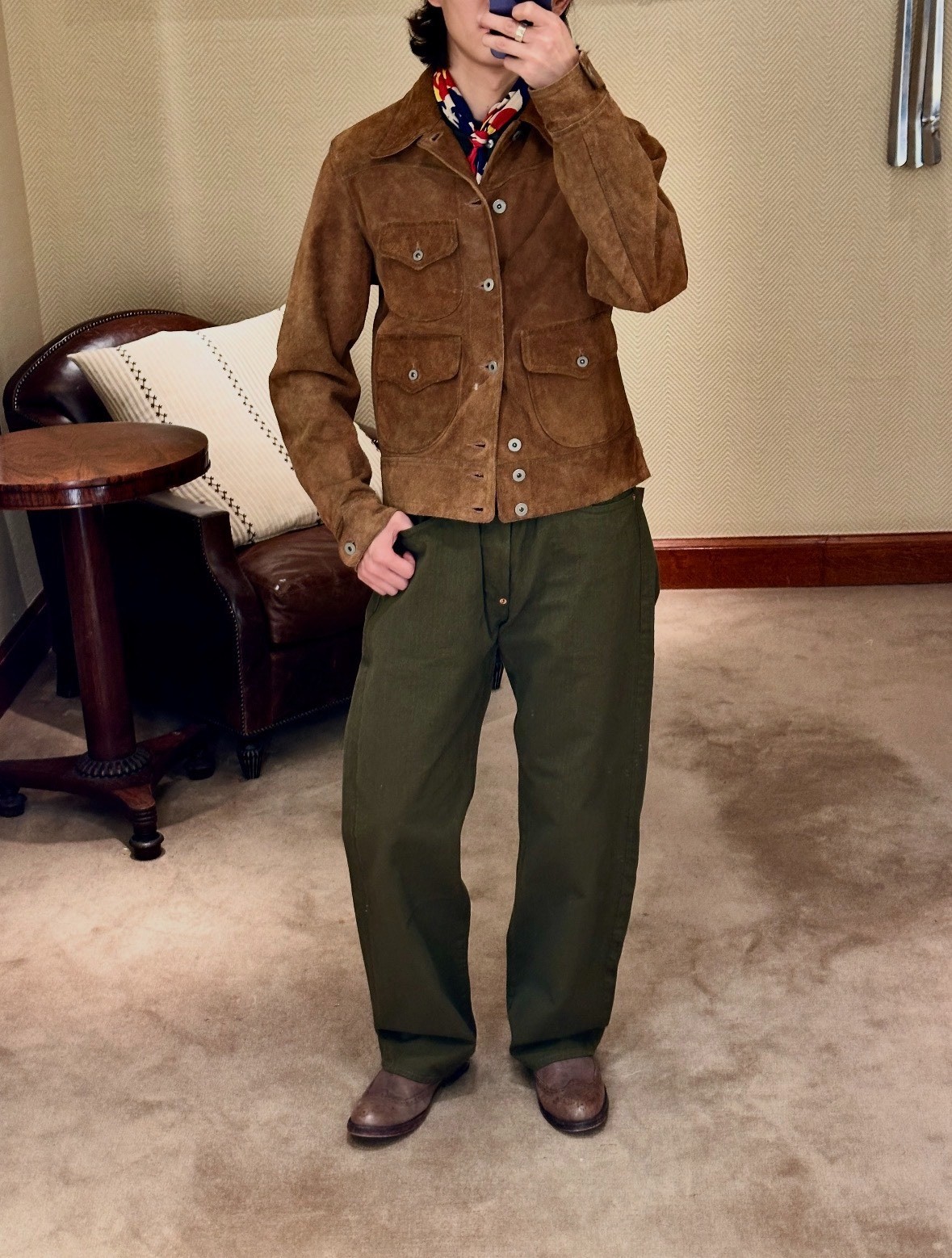 RRL Roughout Suede Jacket — back
