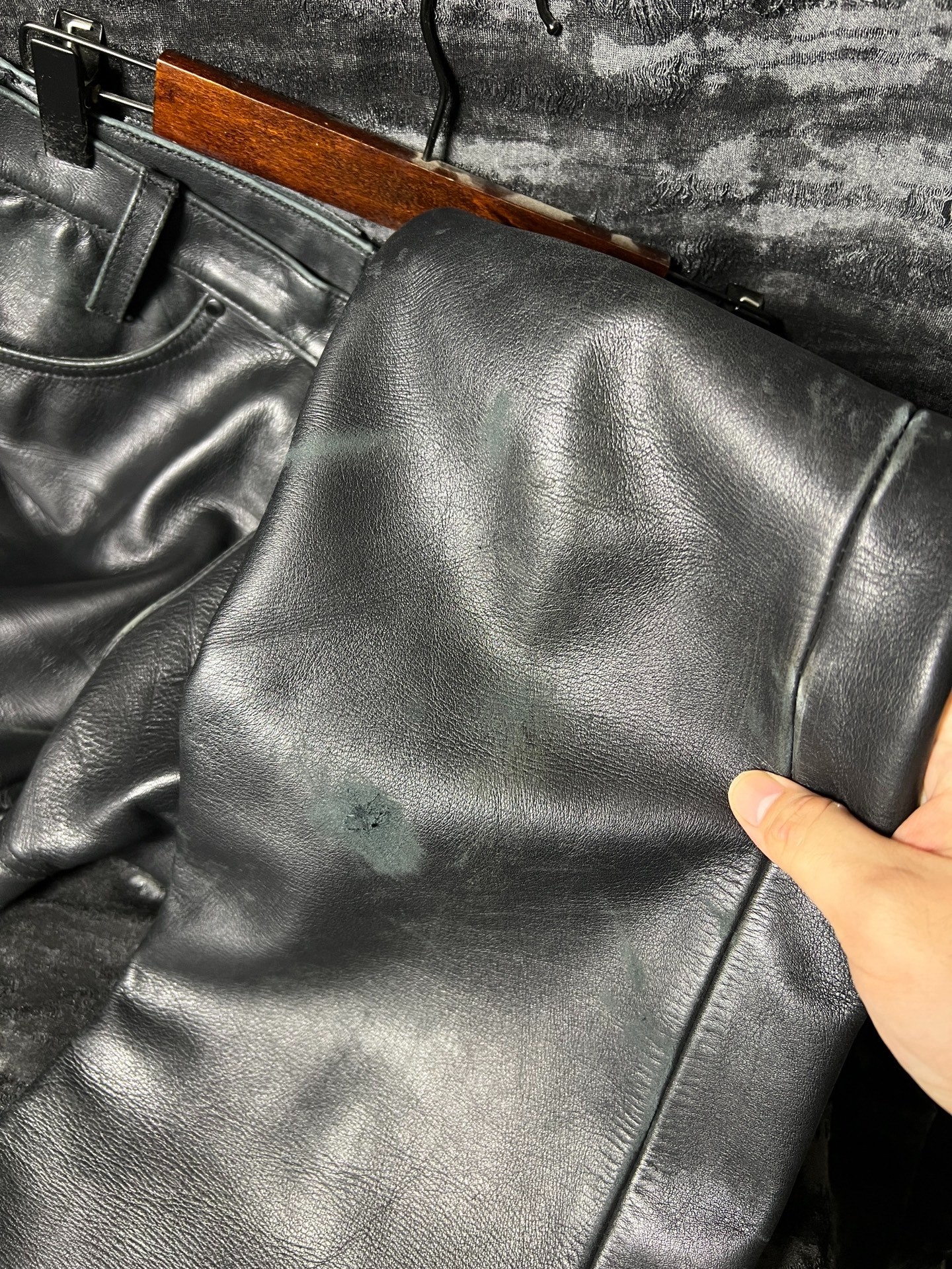 Vintage KADOYA Leather Flared Pants — label