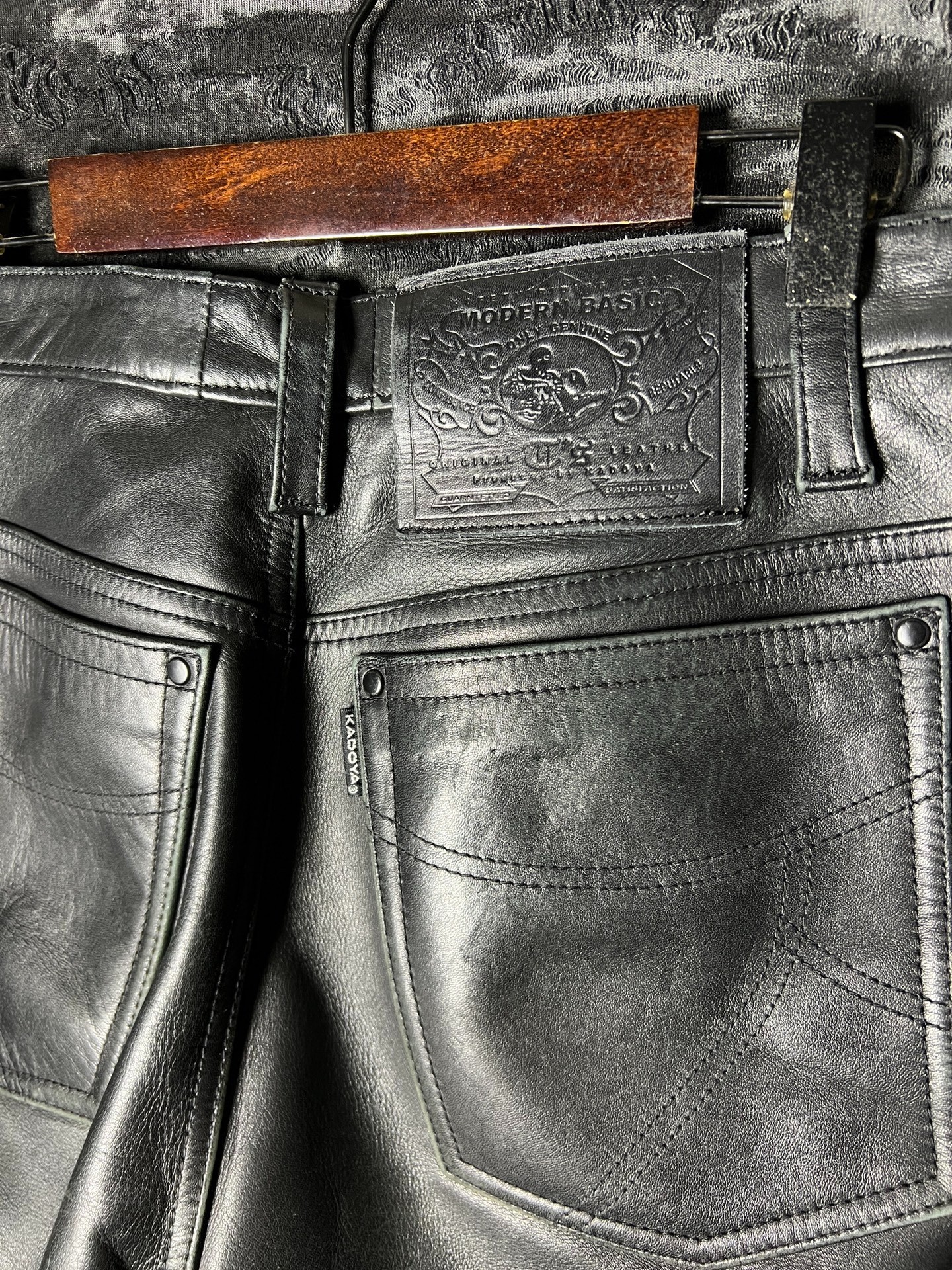 Vintage KADOYA Leather Flared Pants — back