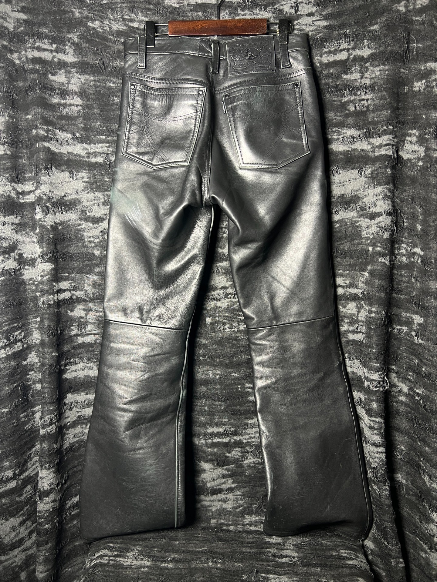 Vintage KADOYA Leather Flared Pants — front