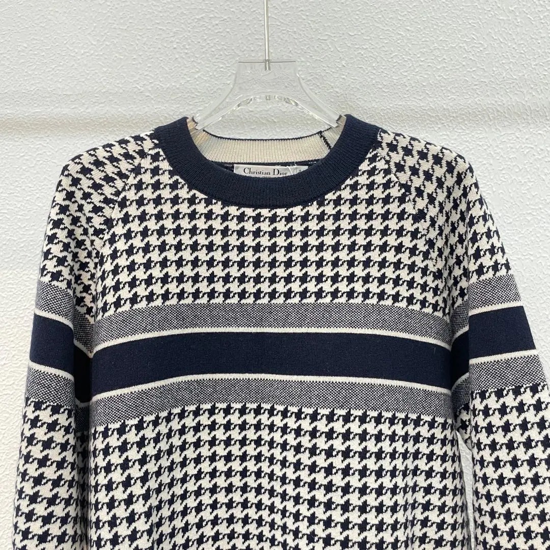 Dior Houndstooth Striped Cashmere Sweater — front