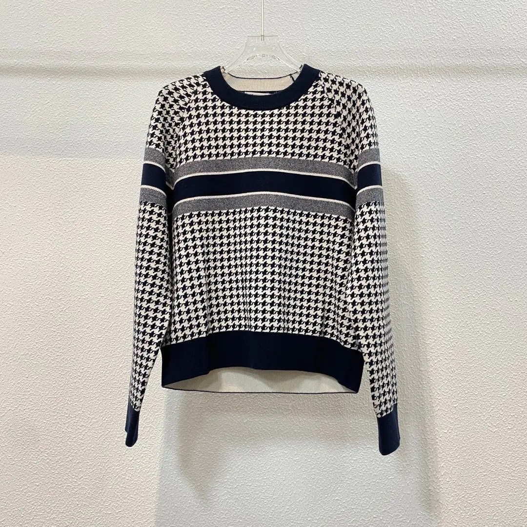 Dior Houndstooth Striped Cashmere Sweater