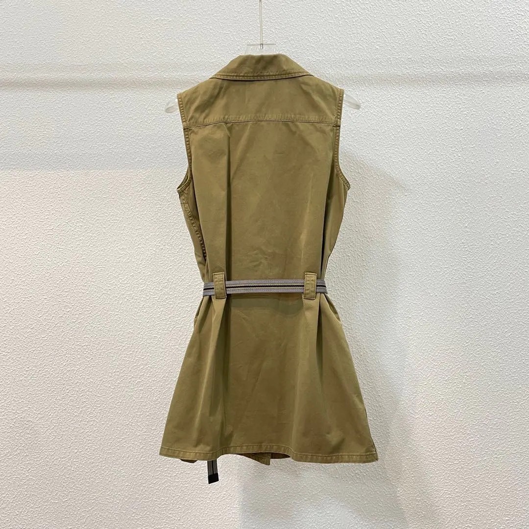 Miu Miu Khaki Green Utility Sleeveless Dress — detail
