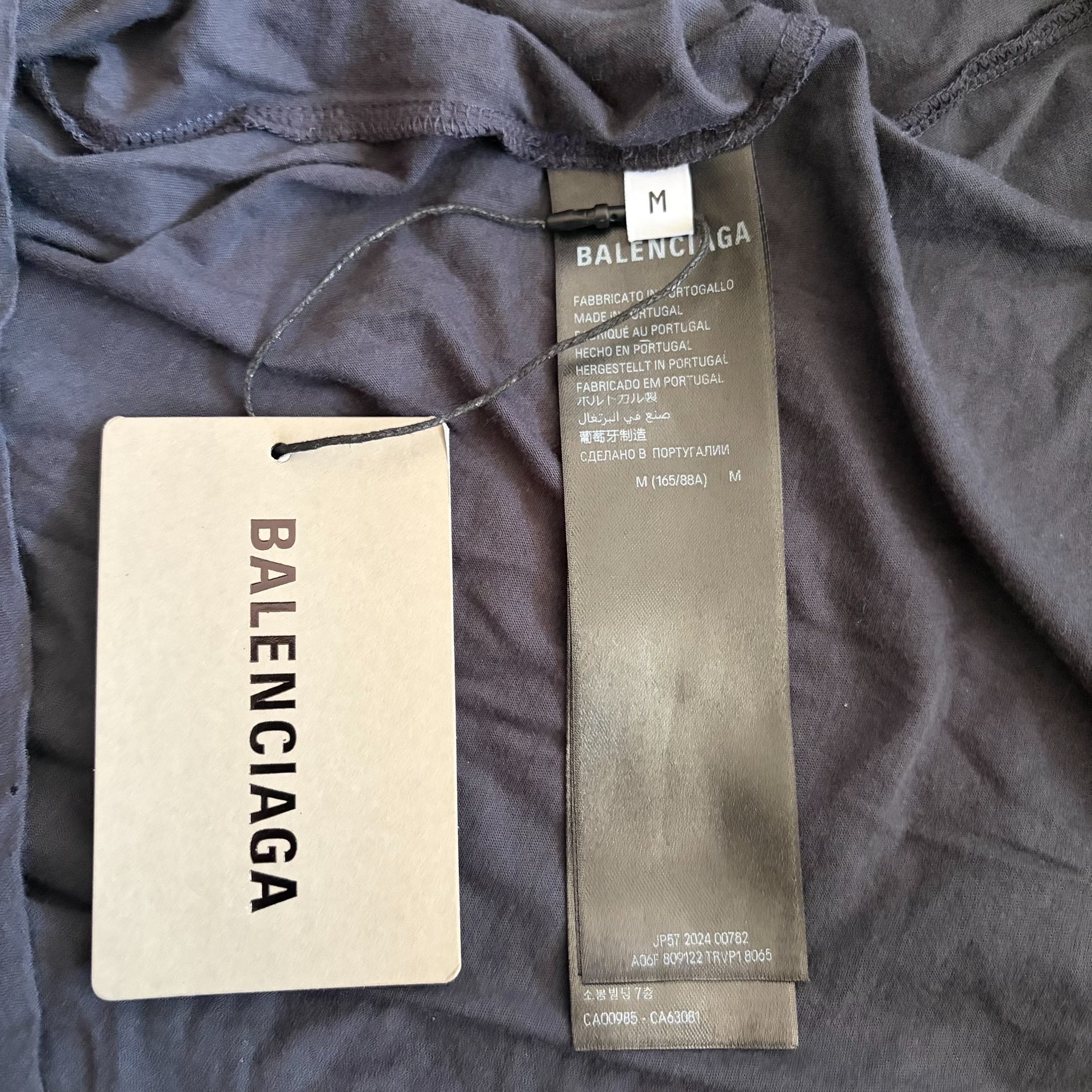 Balenciaga Dark Gray Graphic Short Tee — back