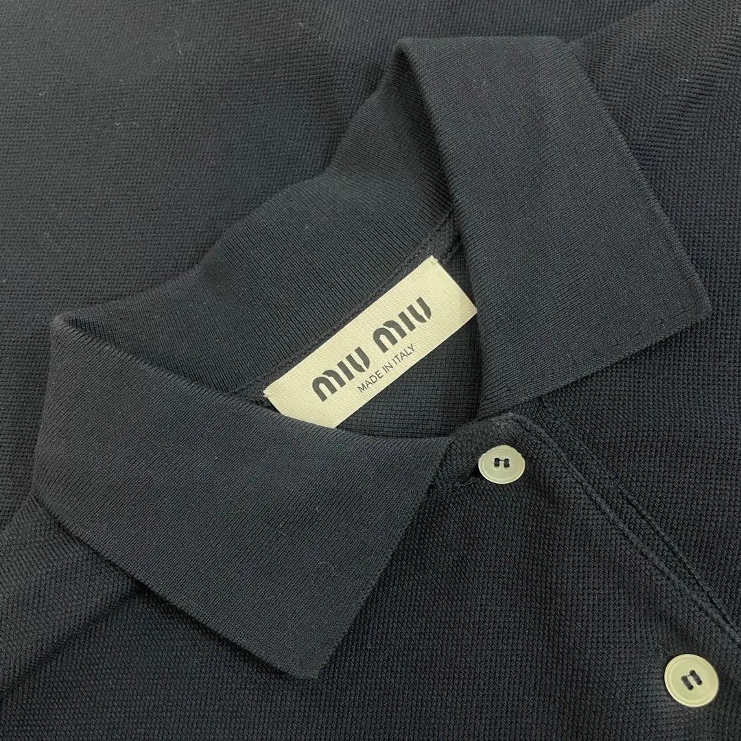 Miu Miu Navy Cotton Piqué Polo Shirt — back