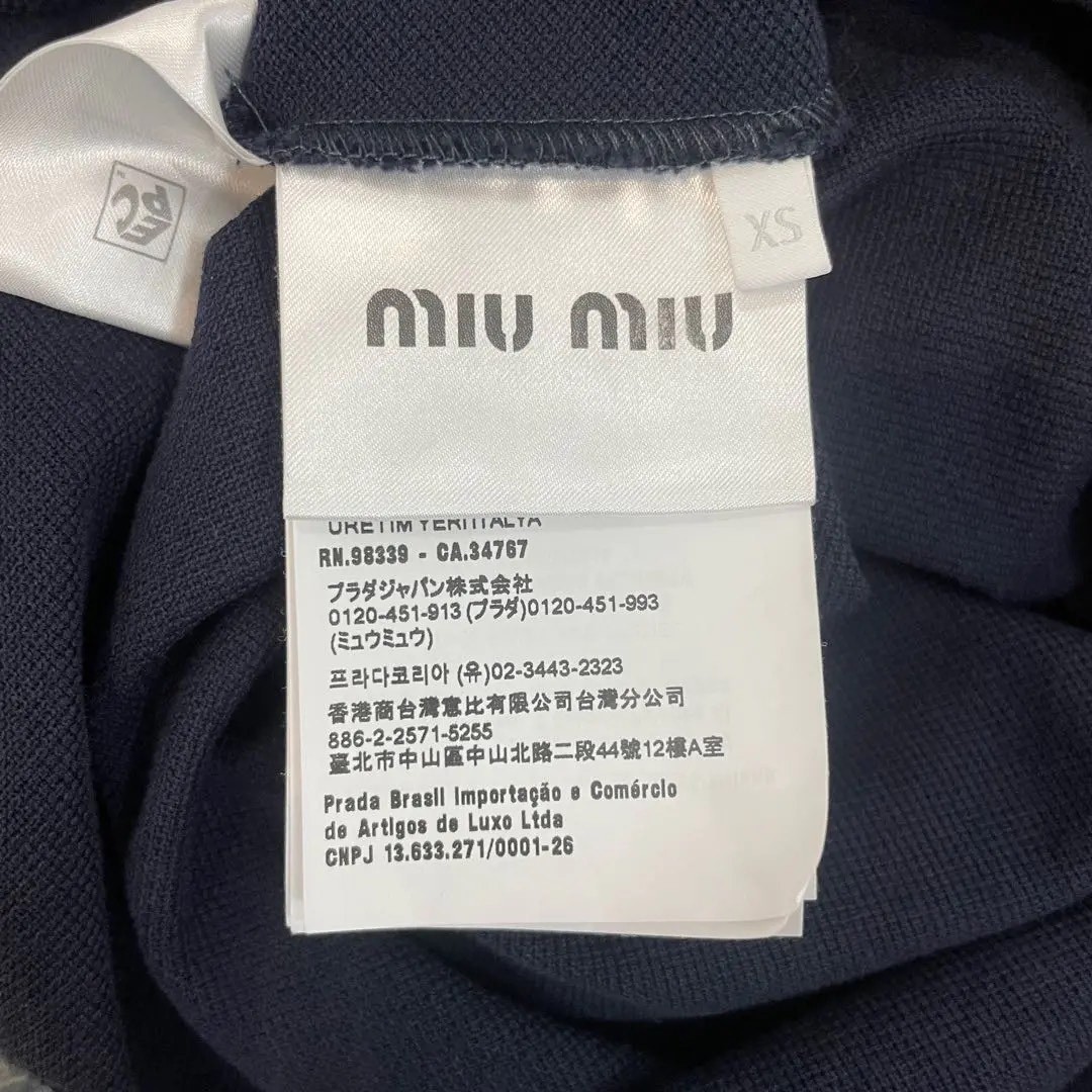 Miu Miu Navy Cotton Piqué Polo Shirt — label