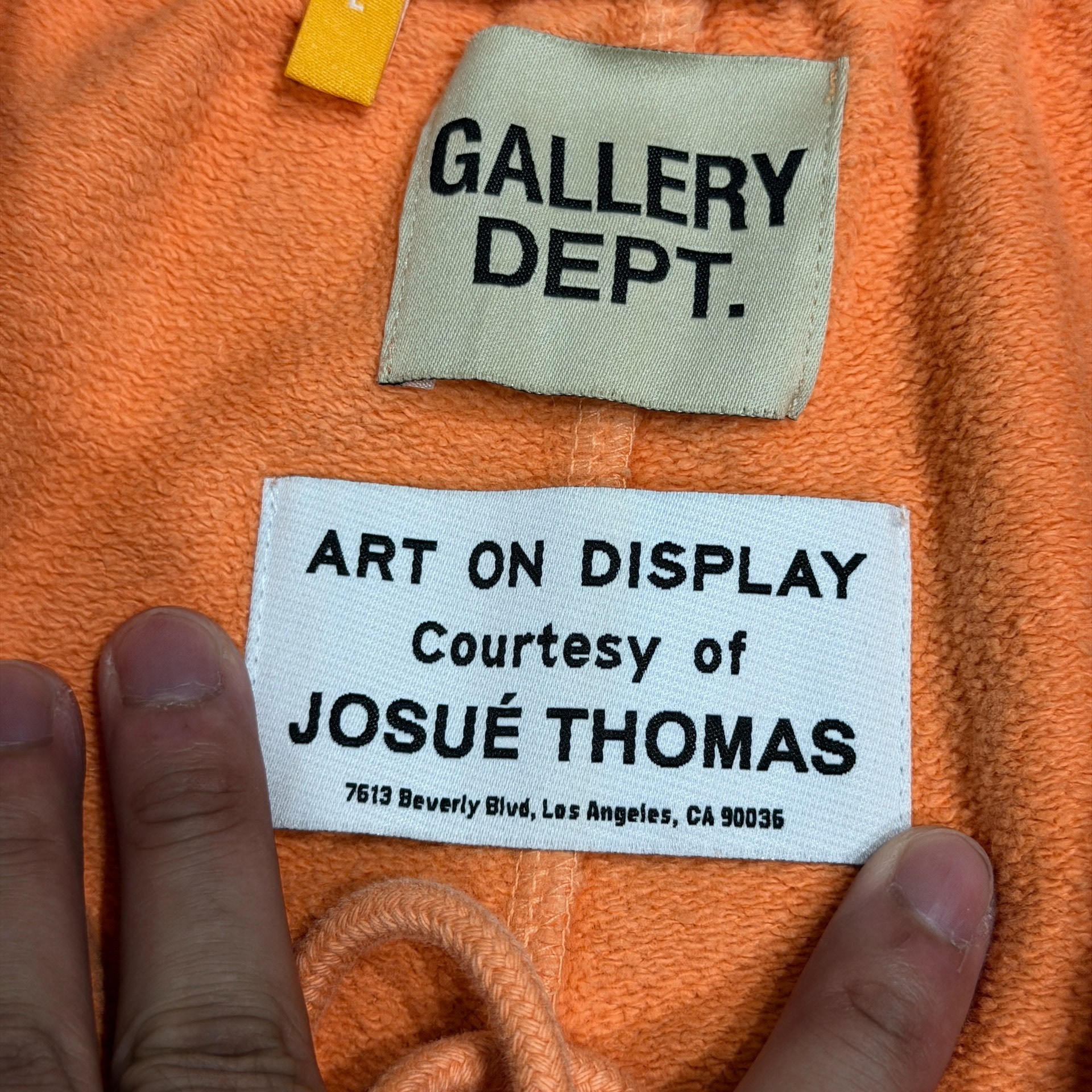 Gallery Dept Orange Athletic Shorts — label