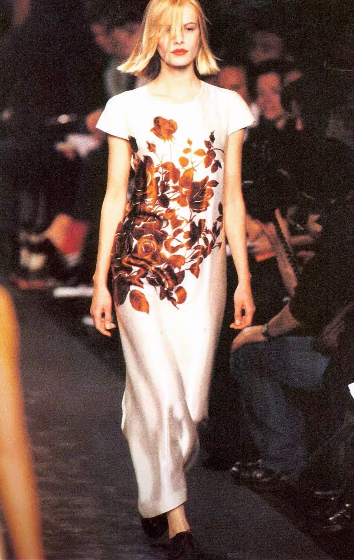 Dries Van Noten 1995 Rose Satin Skirt — front