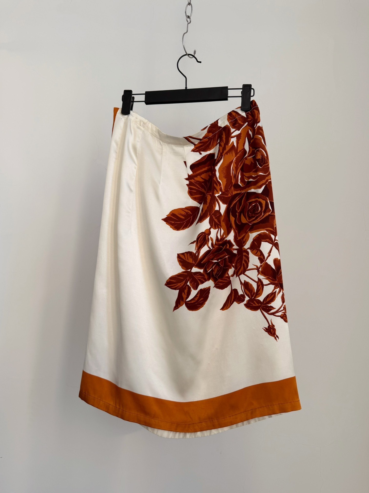 Dries Van Noten 1995 Rose Satin Skirt — back