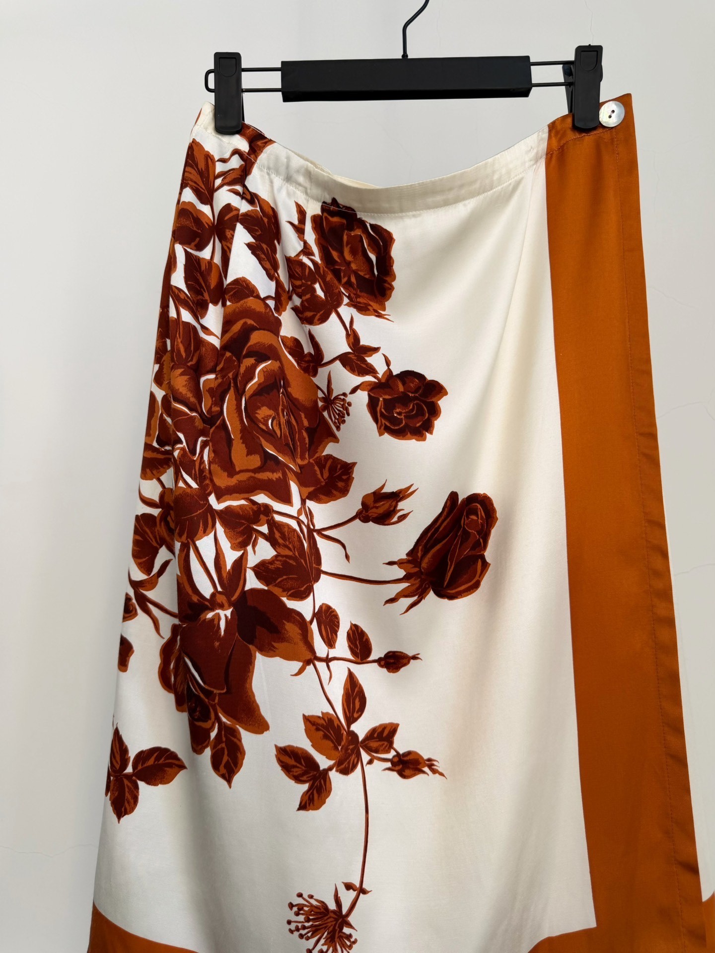 Dries Van Noten 1995 Rose Satin Skirt — detail
