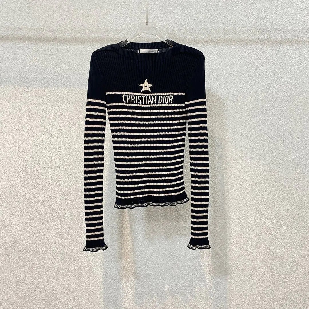 Dior Striped Star Logo Knit Sweater