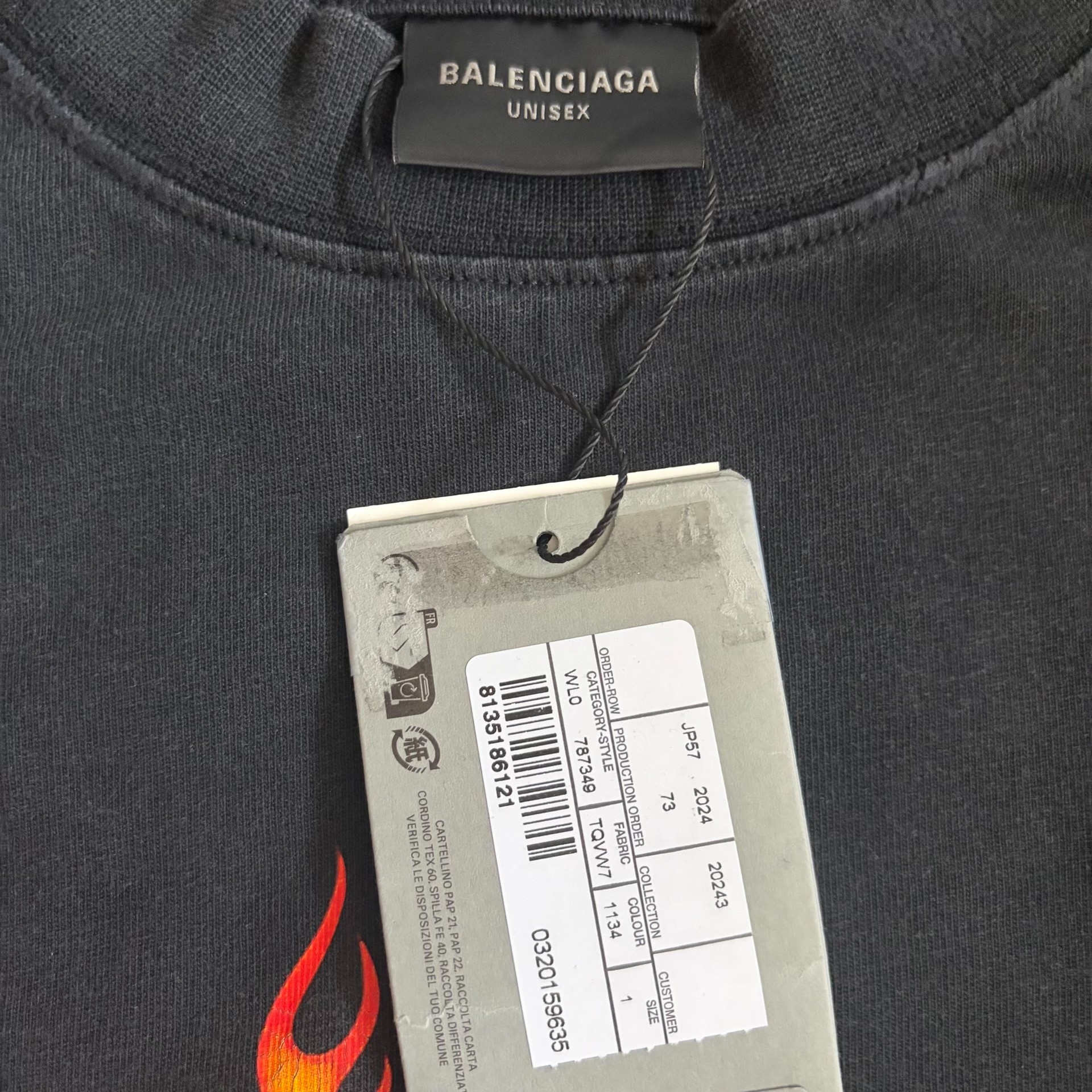 Balenciaga Double Flame Logo T-Shirt — detail