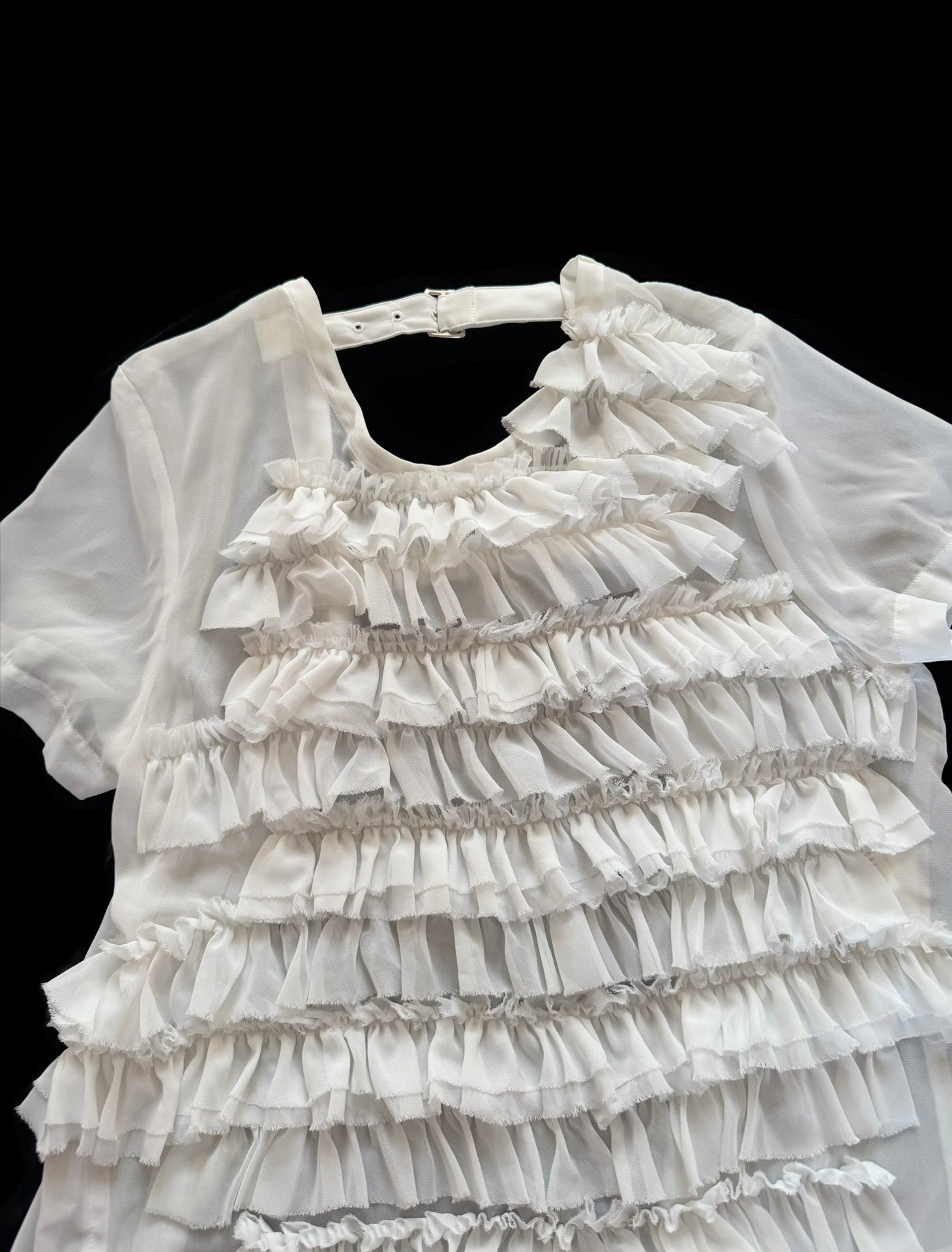 Comme des Garcons Tiered Ruffle Short Top — front