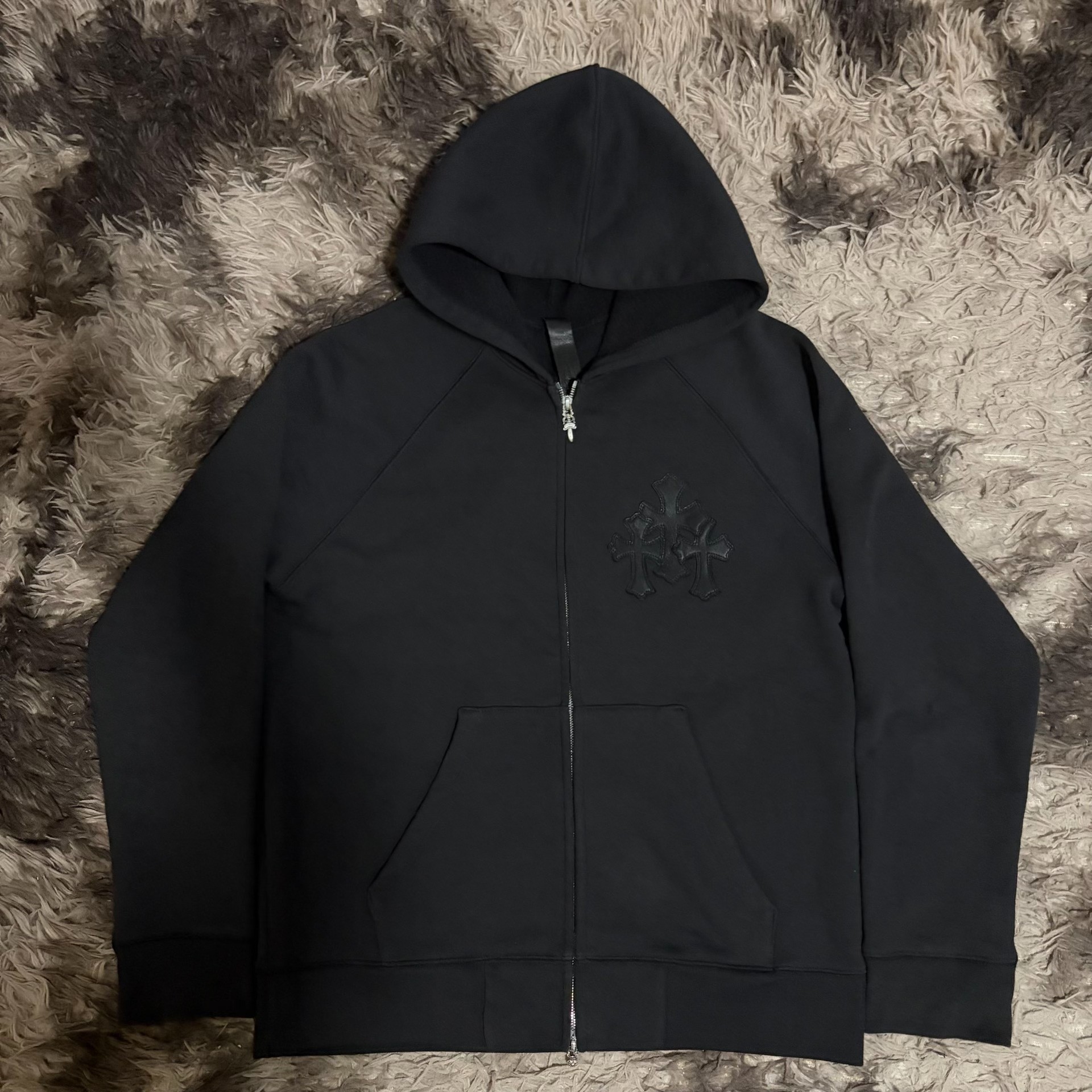 Chrome Hearts Black Triple Cross Zip-Up Hoodie