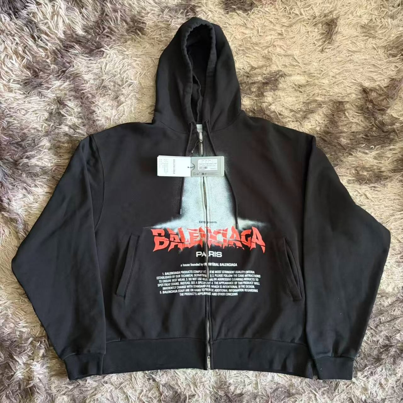 Balenciaga Black Zip-Up Hoodie
